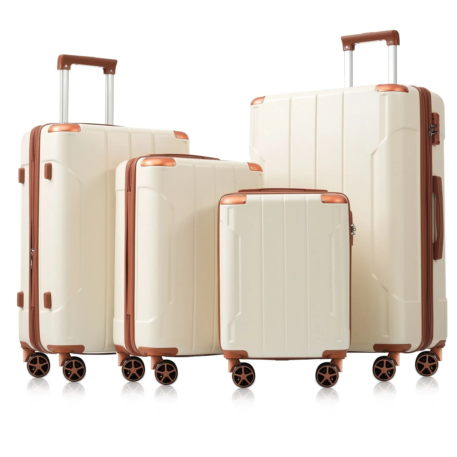 Brown & White 6-Piece Expandable Hardshell Luggage Set - Image 12