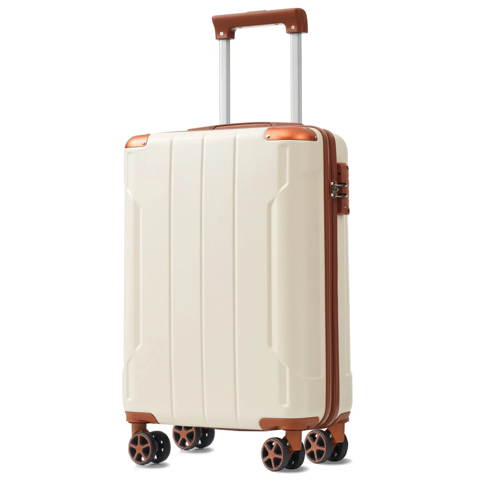 Brown & White 6-Piece Expandable Hardshell Luggage Set - Image 13