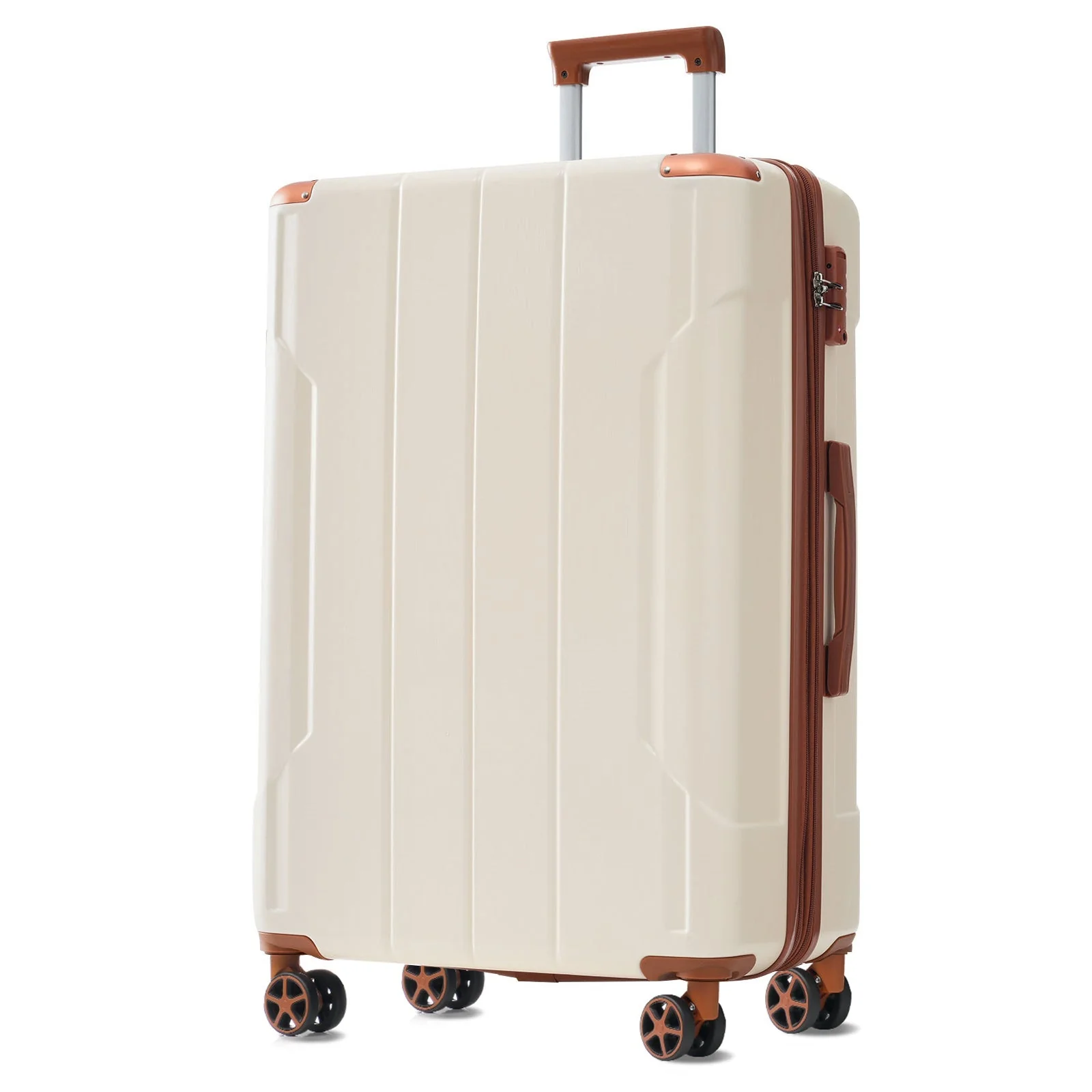 Brown & White 6-Piece Expandable Hardshell Luggage Set - Image 14