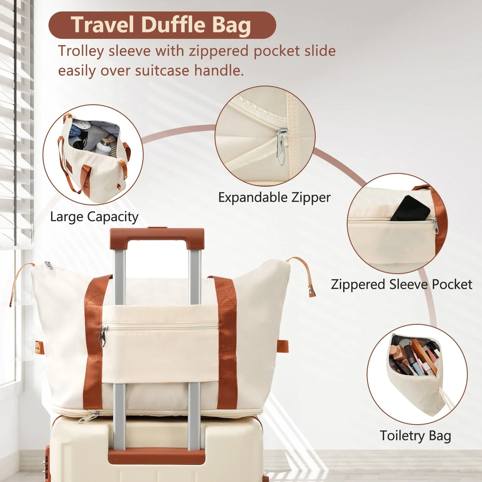 Brown & White 6-Piece Expandable Hardshell Luggage Set - Image 7