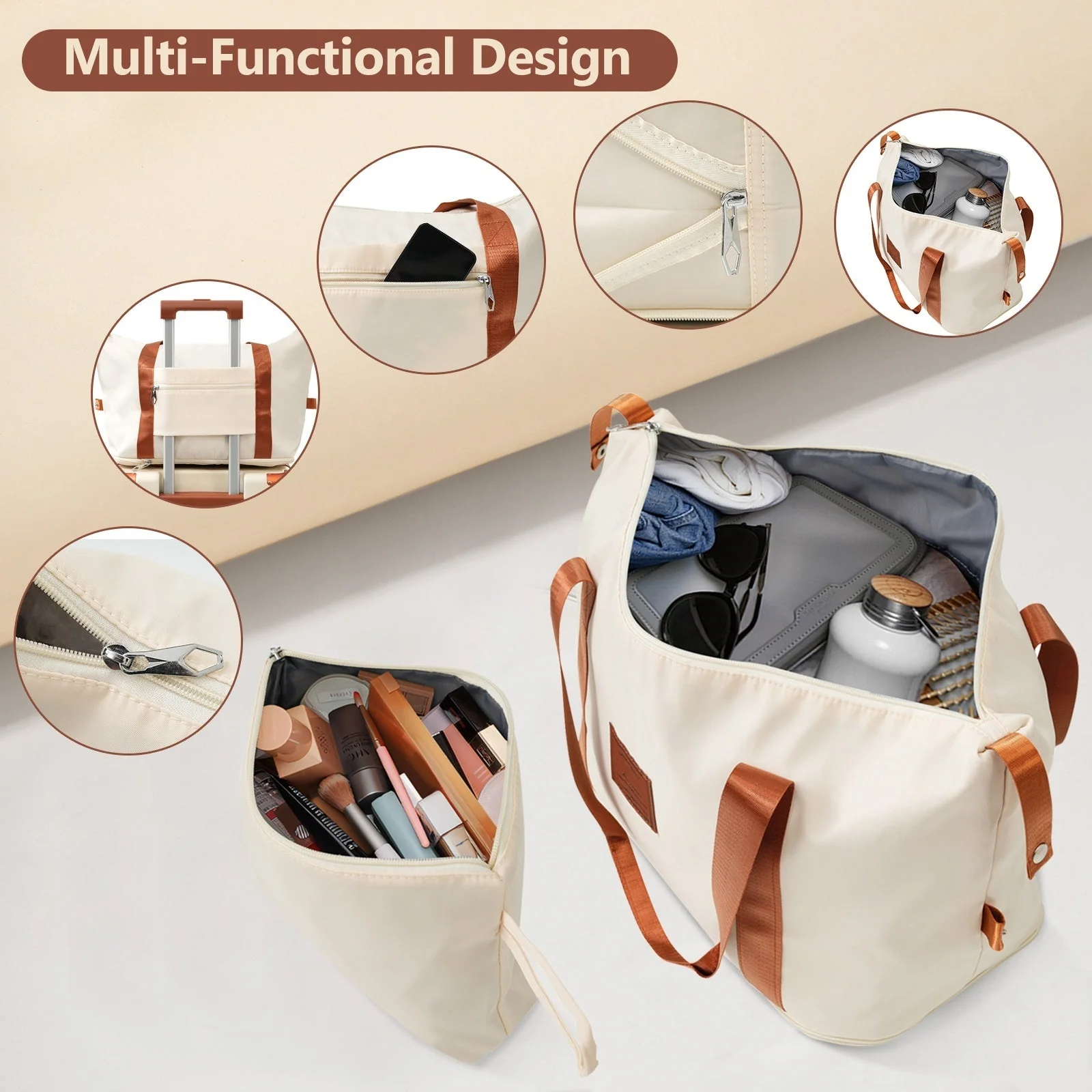 Brown & White 6-Piece Expandable Hardshell Luggage Set - Image 8