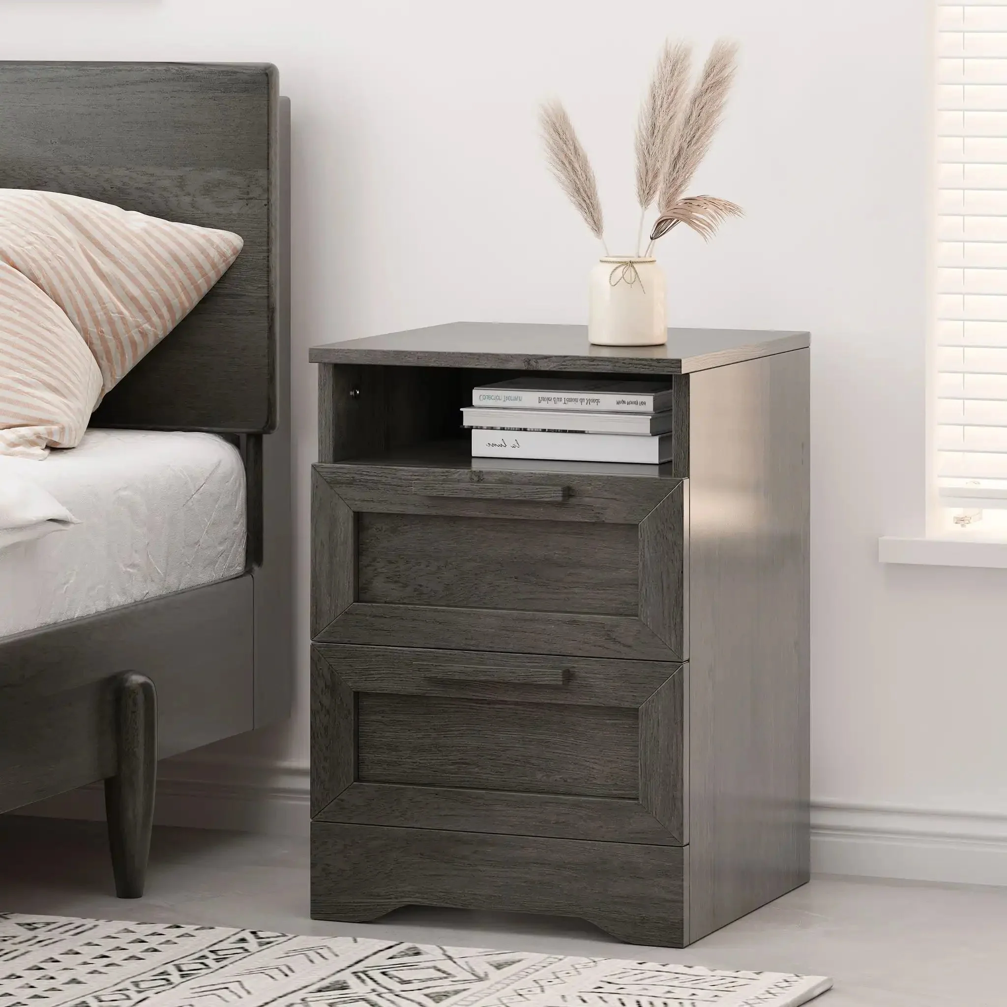 Broxon - Rustic Drawer Nightstand - Image 9