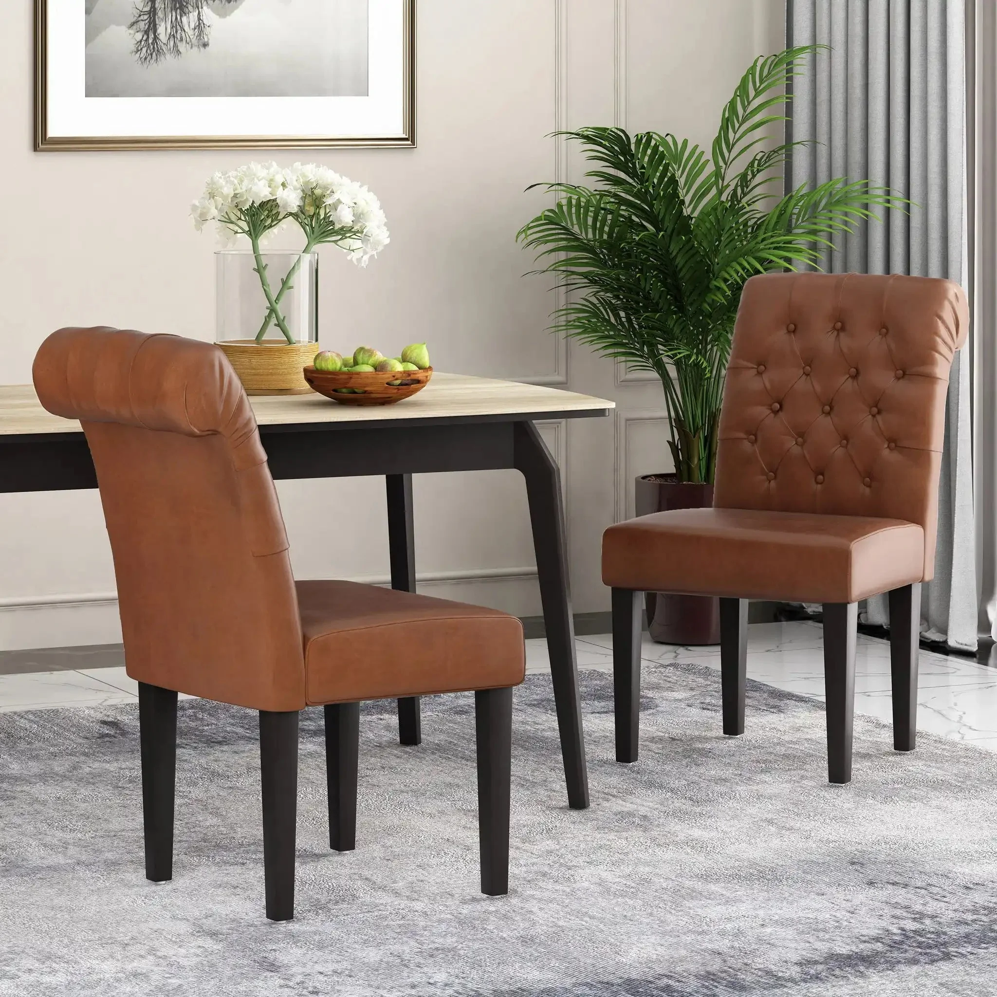 Broxton - Tuft Dining Rolltop Chairs With Button Tufted Backrest (Set of 2) - Image 4