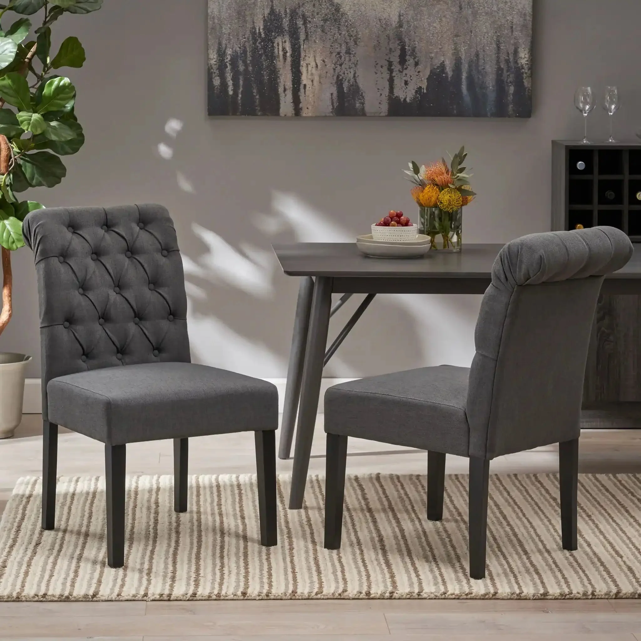 Broxton - Tuft Dining Rolltop Chairs With Button Tufted Backrest (Set of 2) - Image 6
