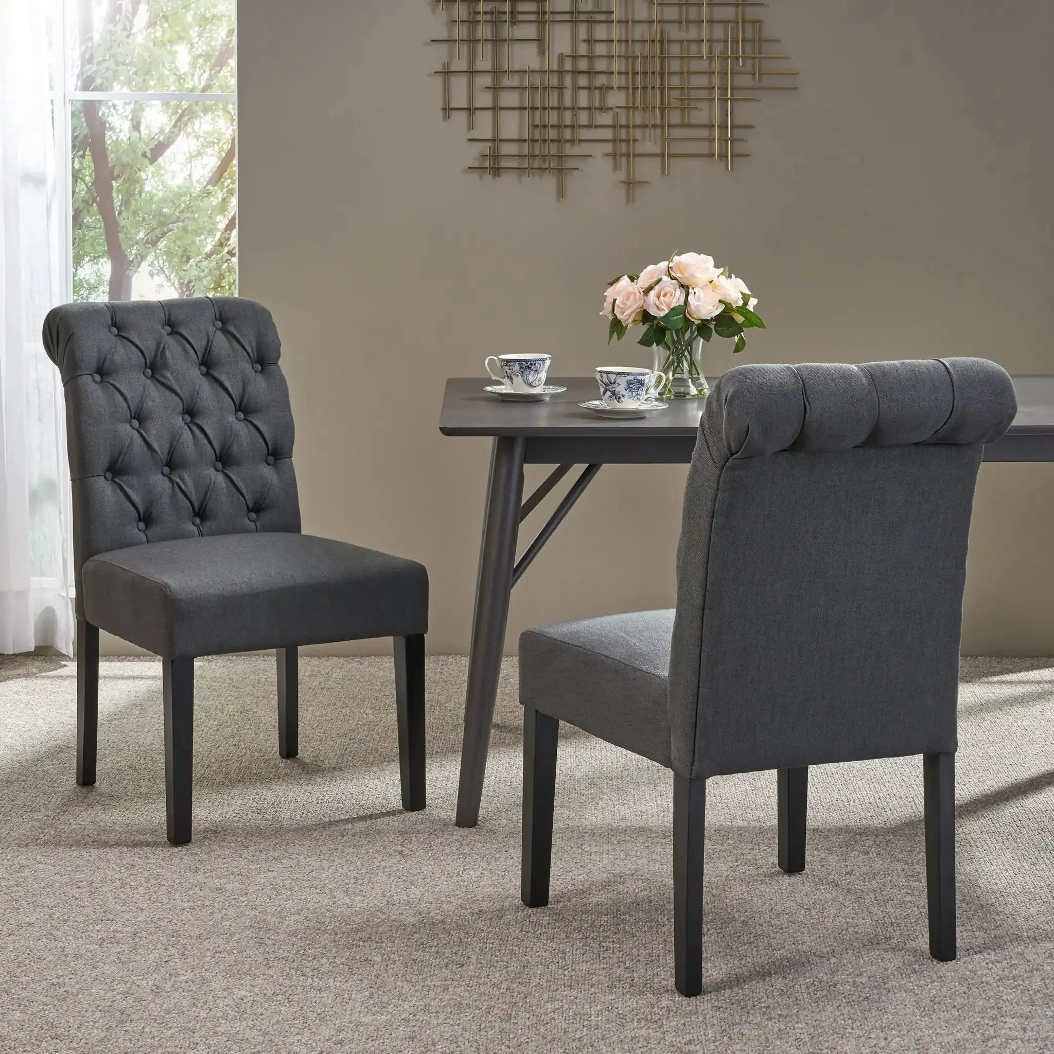 Broxton - Tuft Dining Rolltop Chairs With Button Tufted Backrest (Set of 2) - Image 7