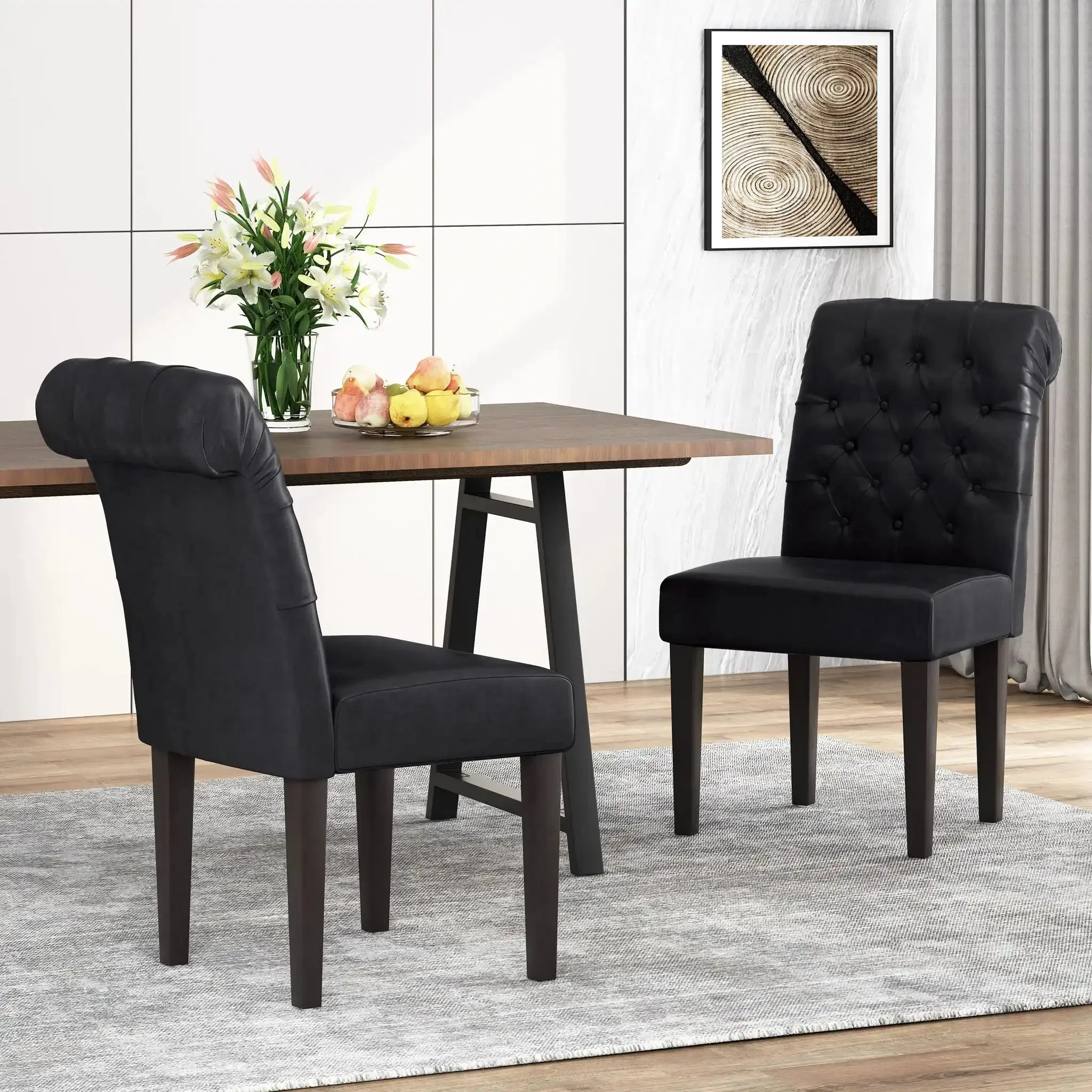 Broxton - Tuft Dining Rolltop Chairs With Button Tufted Backrest (Set of 2) - Image 9