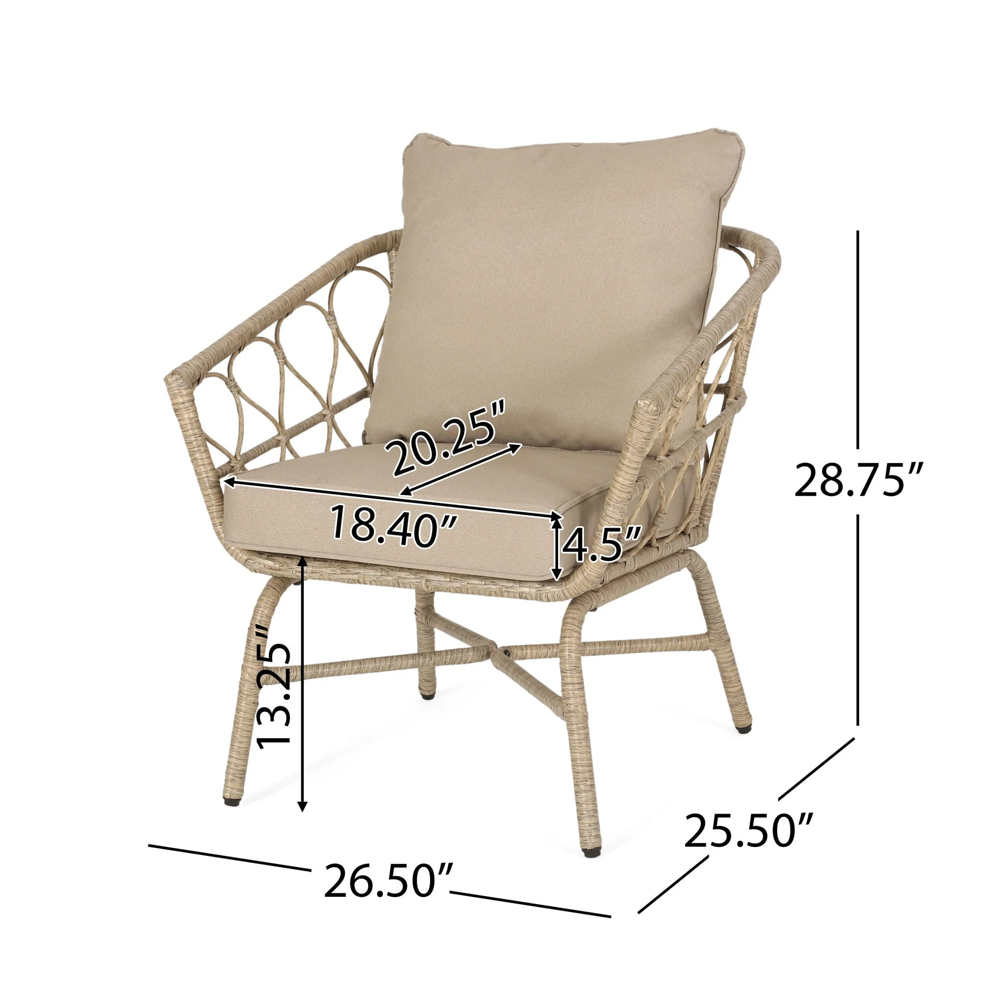 Bruce Outdoor Club Chair Set with Water Resistant Cushions - Image 4