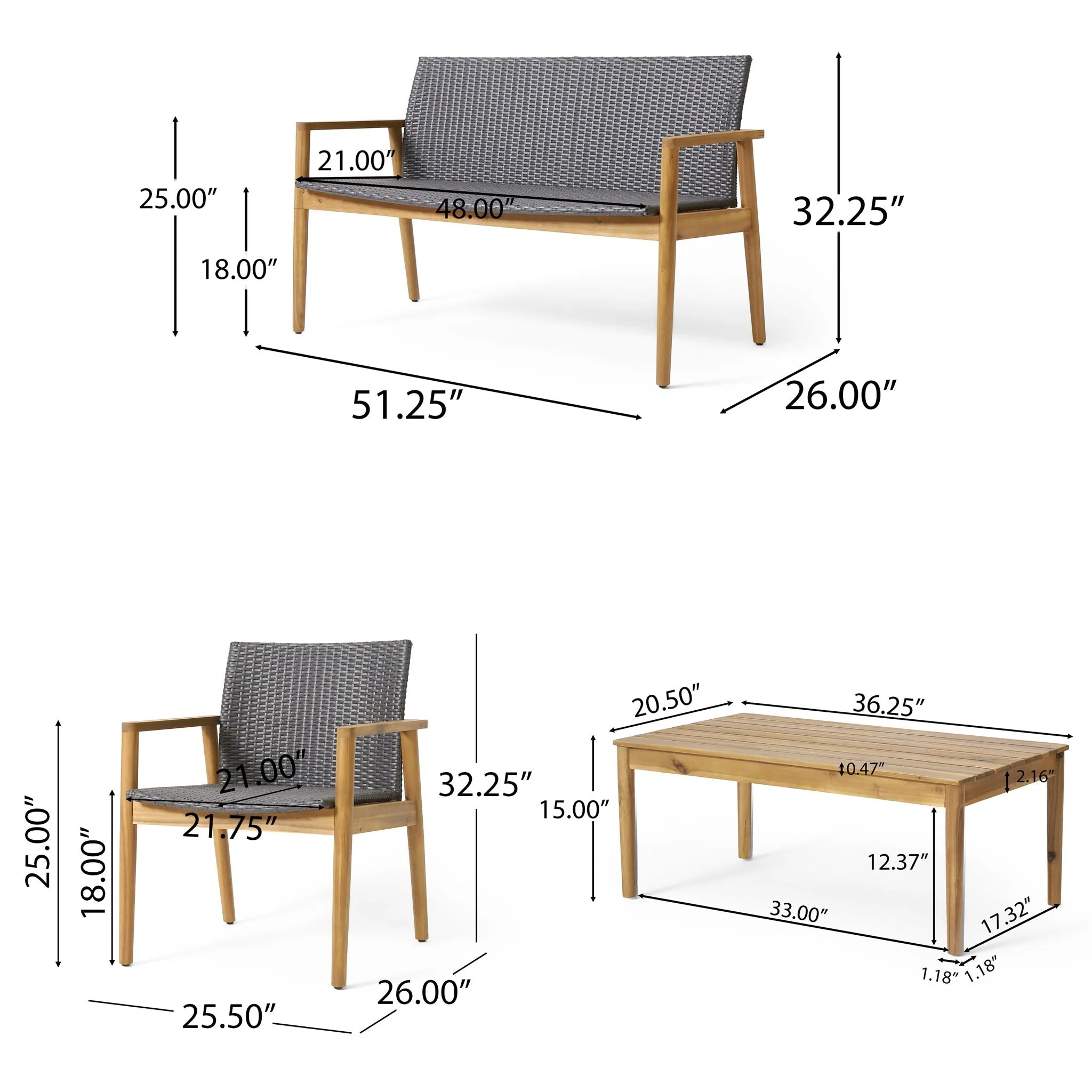 Bryan Chat Set Outdoor Furniture Frame - Teak - Image 4