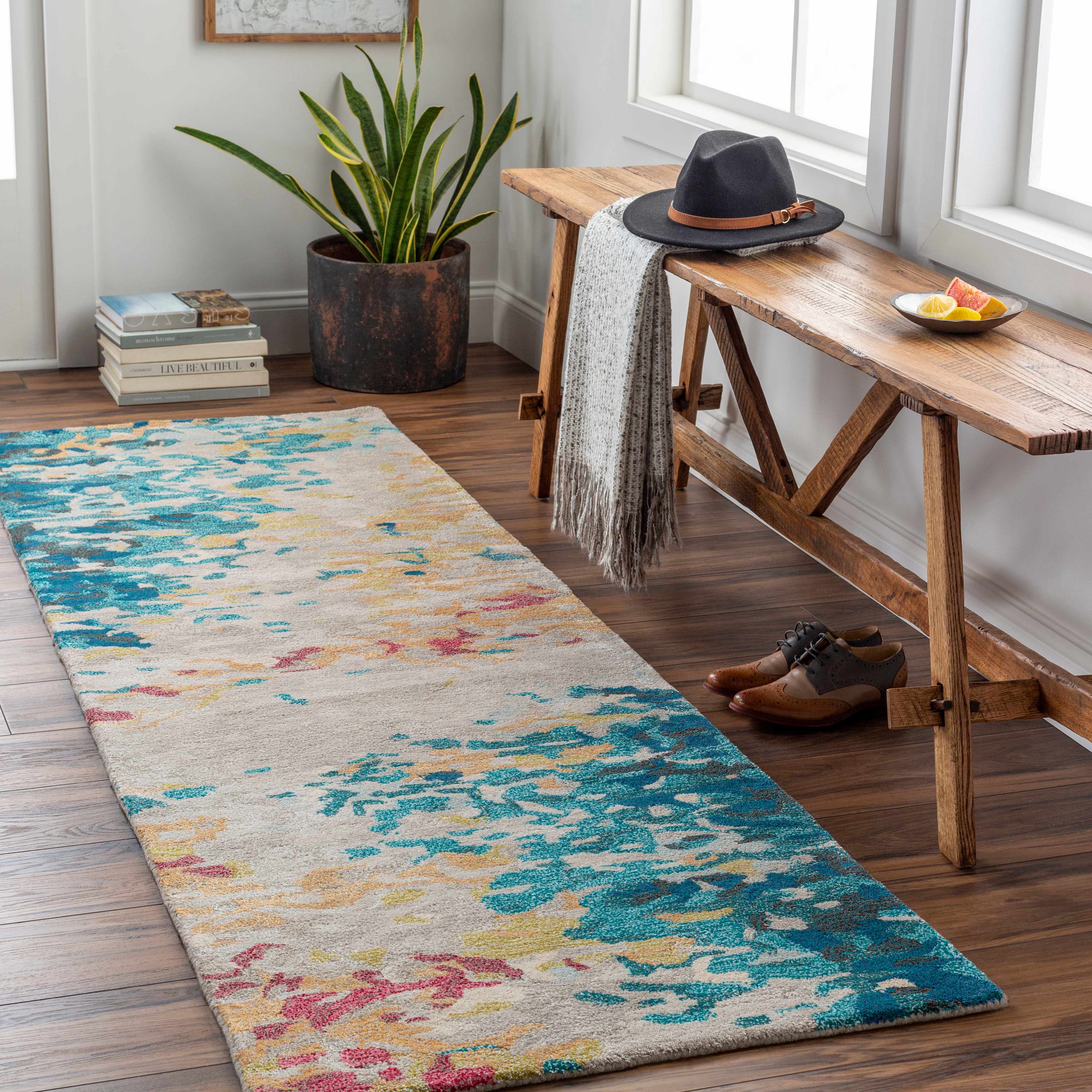 Bualan Stone Pattern Wool Blend Rug - Clearance - Image 10