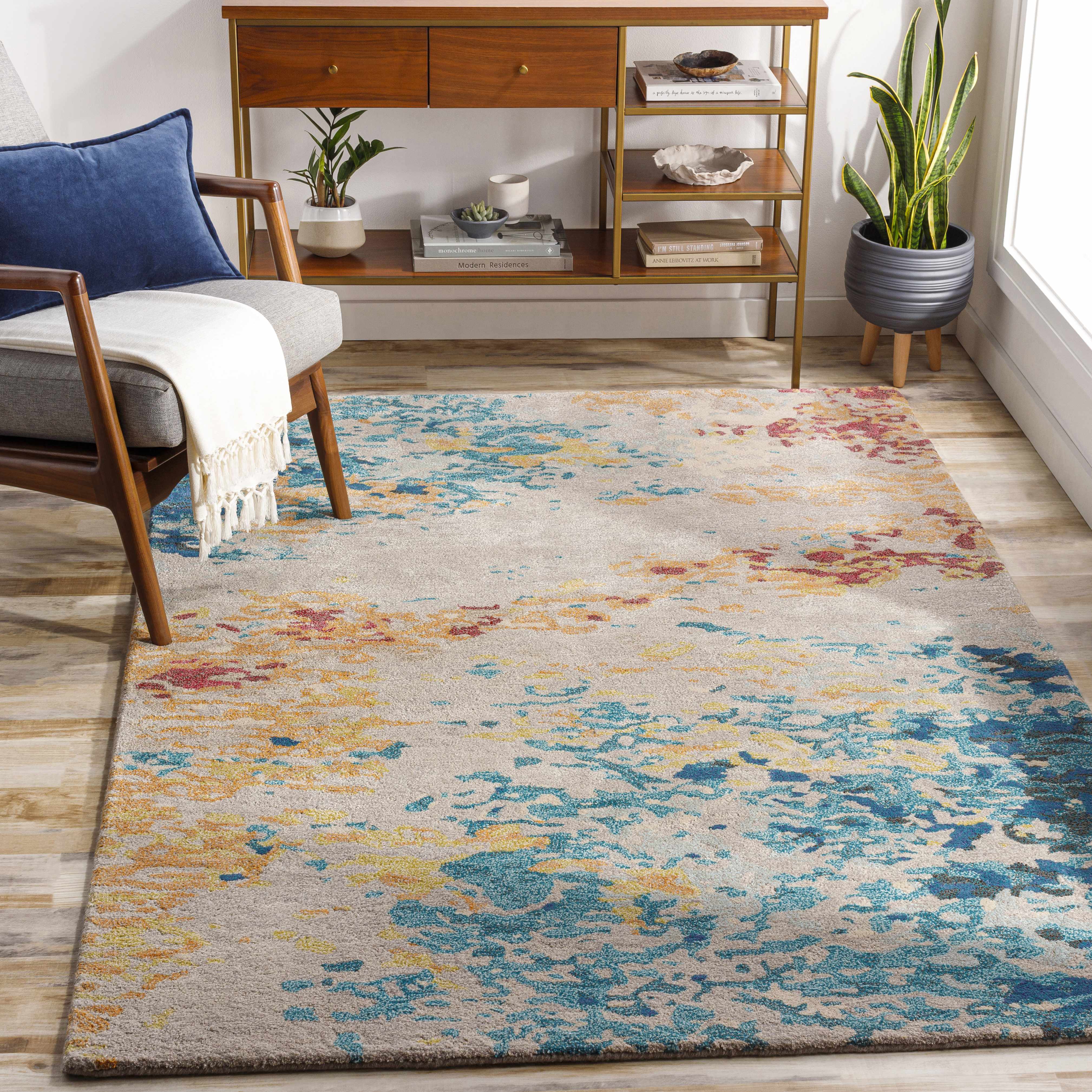 Bualan Stone Pattern Wool Blend Rug - Clearance - Image 2