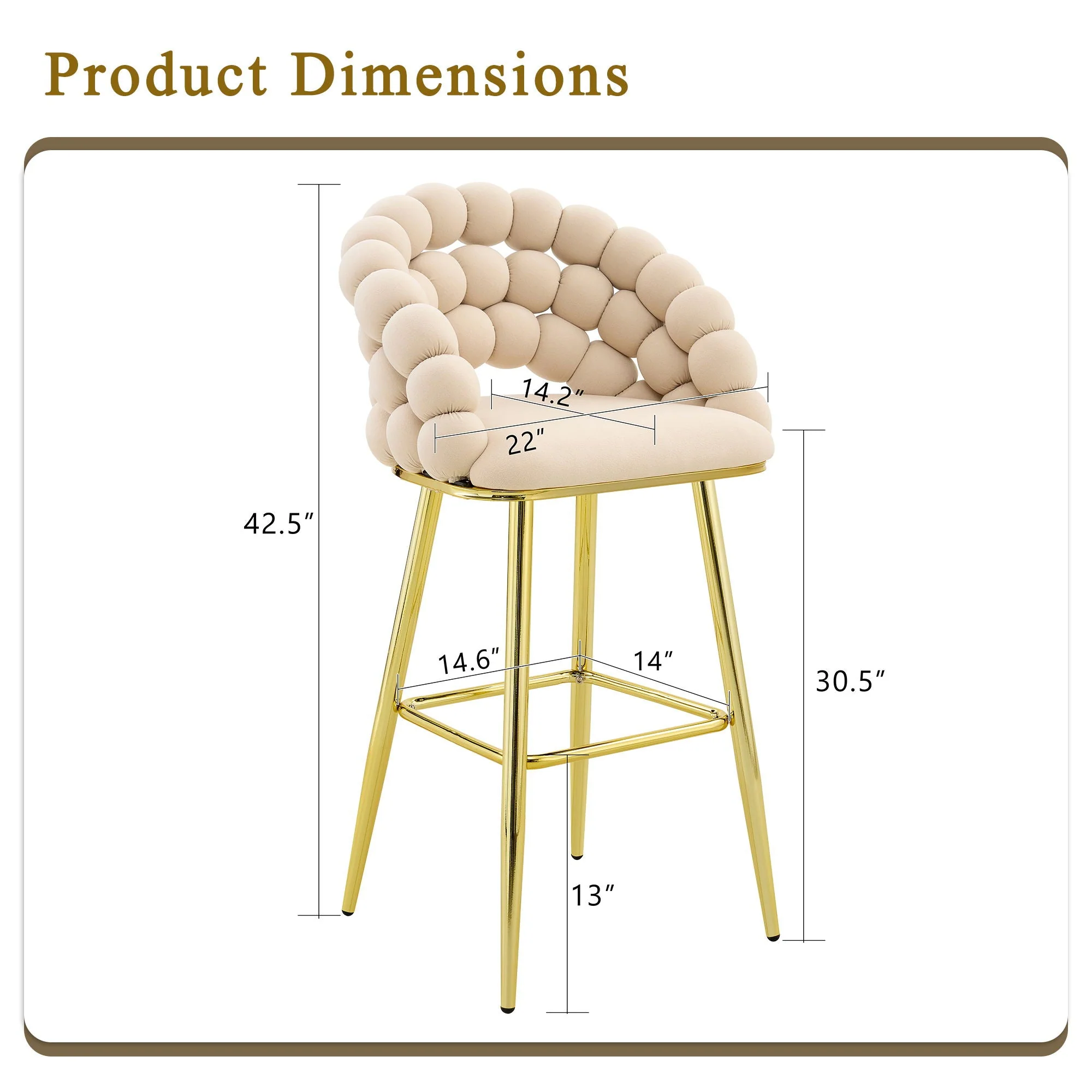 Bubble, Ball Chain Tufted Bar Chairs For Kitchen Island & Home Bar (Set of 2) - Image 3