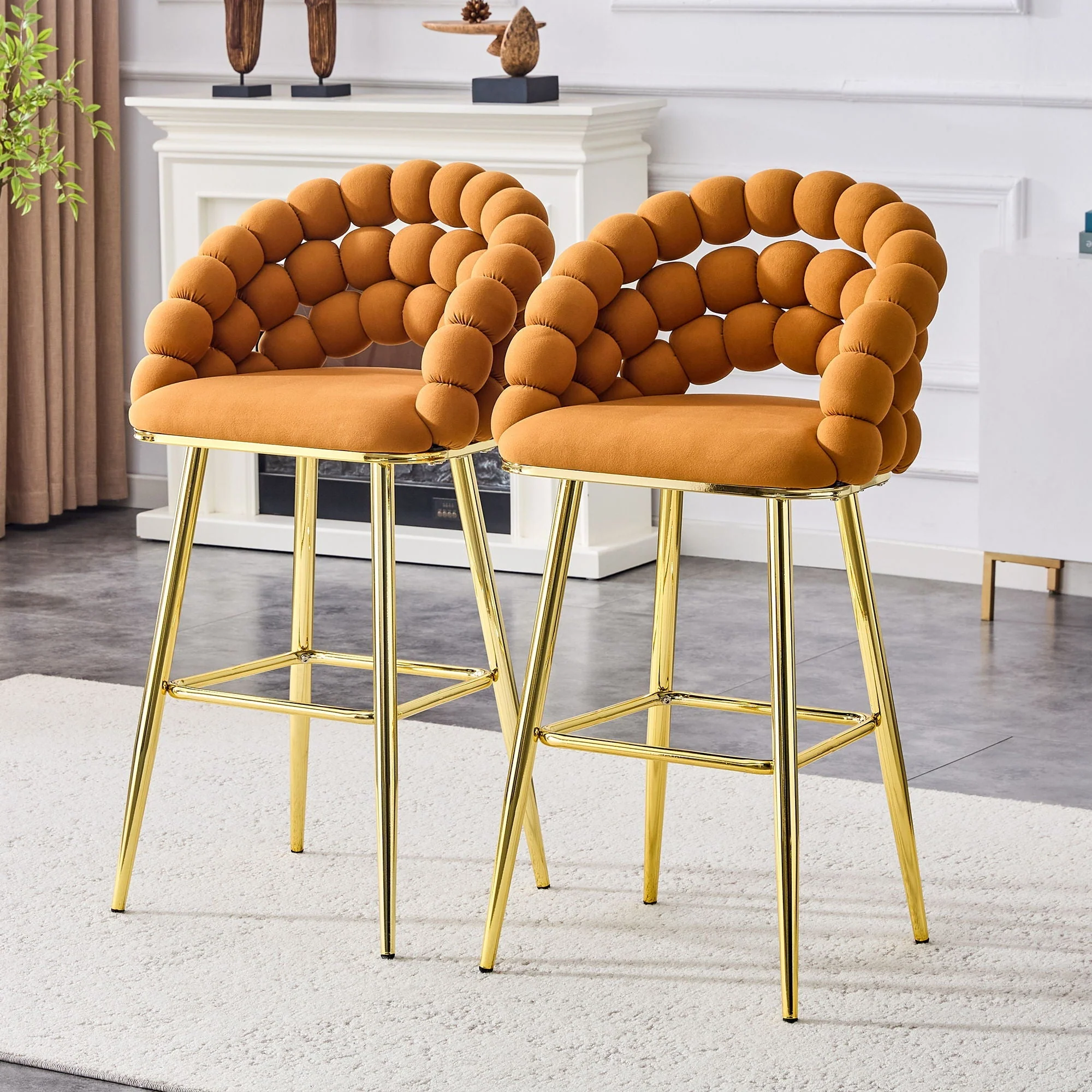 Bubble, Ball Chain Tufted Bar Chairs For Kitchen Island & Home Bar (Set of 2) - Image 5