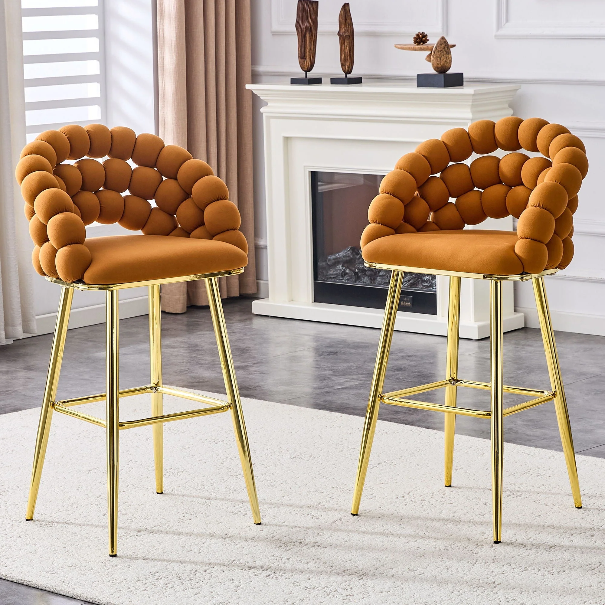 Bubble, Ball Chain Tufted Bar Chairs For Kitchen Island & Home Bar (Set of 2) - Image 6