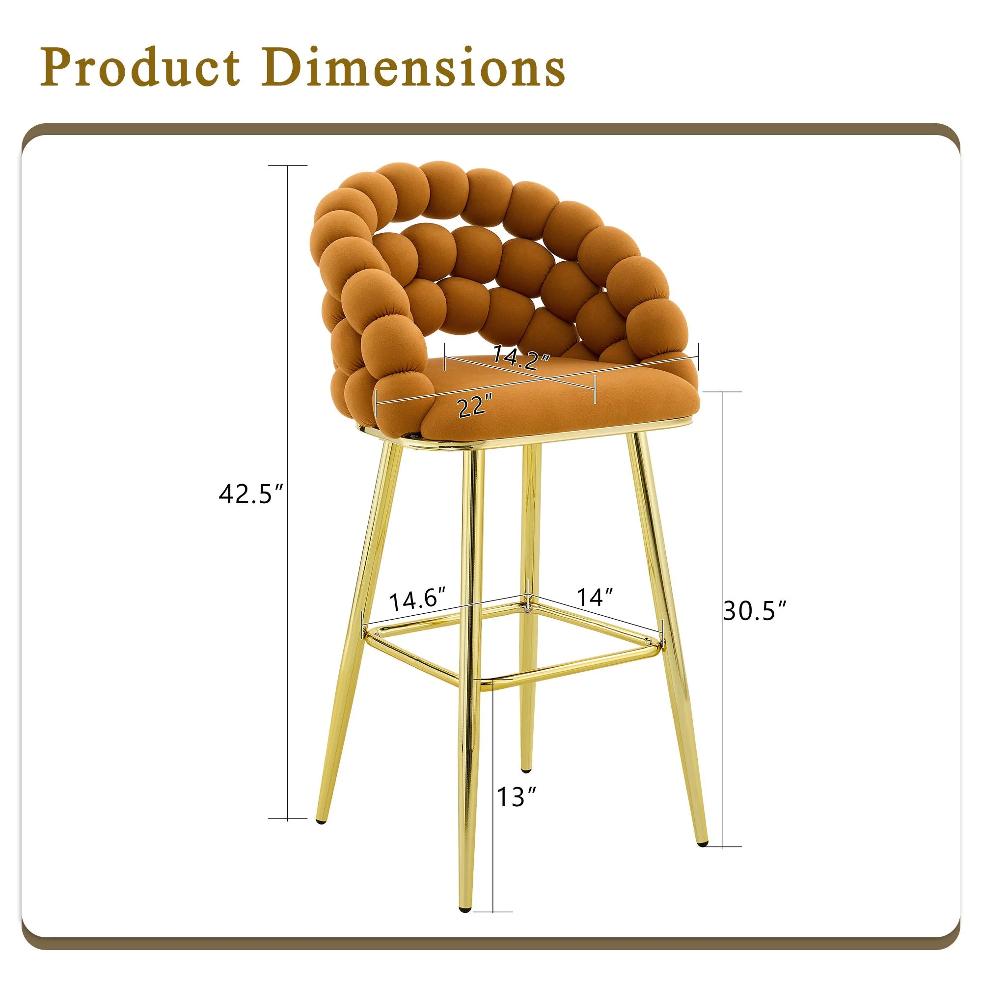 Bubble, Ball Chain Tufted Bar Chairs For Kitchen Island & Home Bar (Set of 2) - Image 8