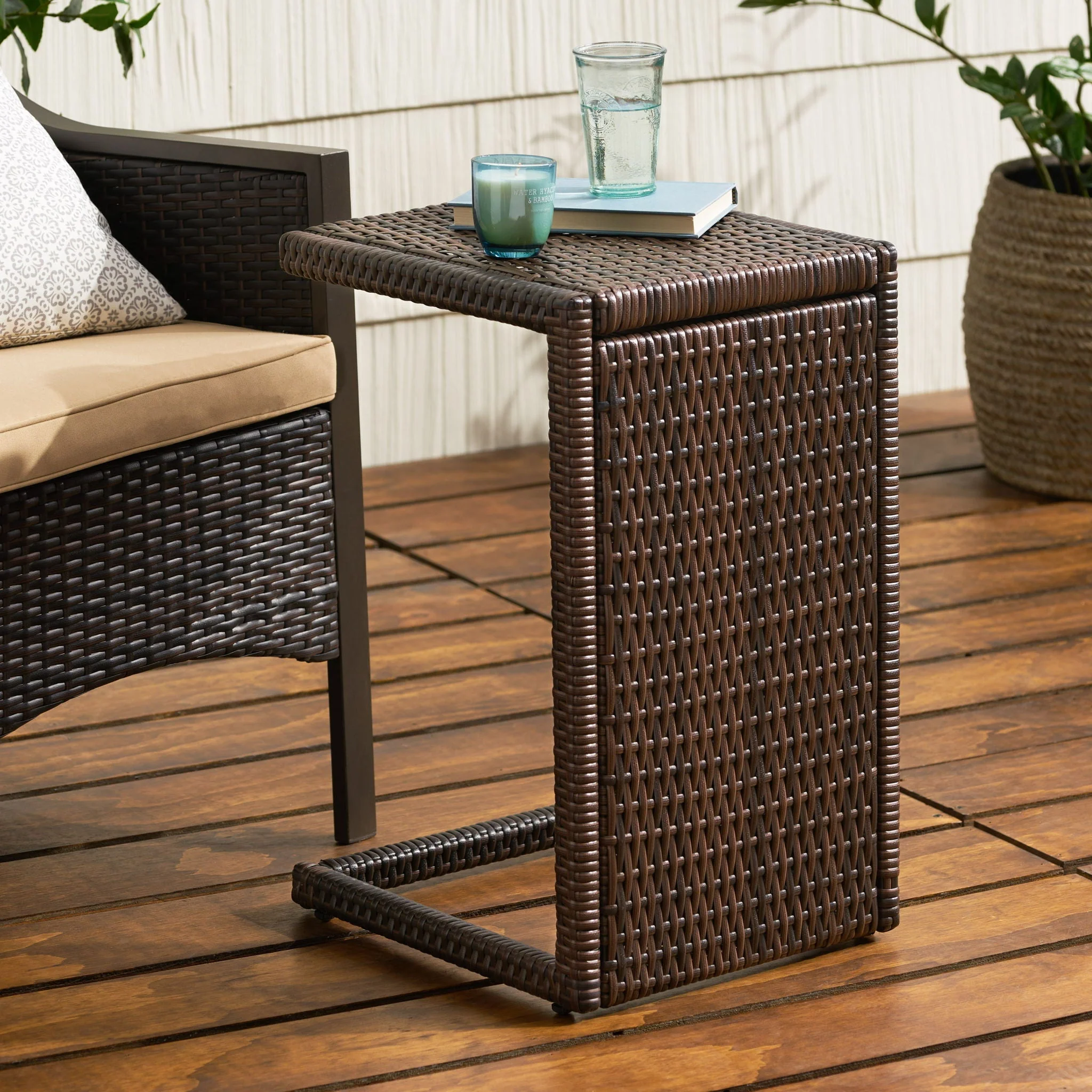 Bucharest - End Table C Shaped Side Table Rattan - Brown - Image 2