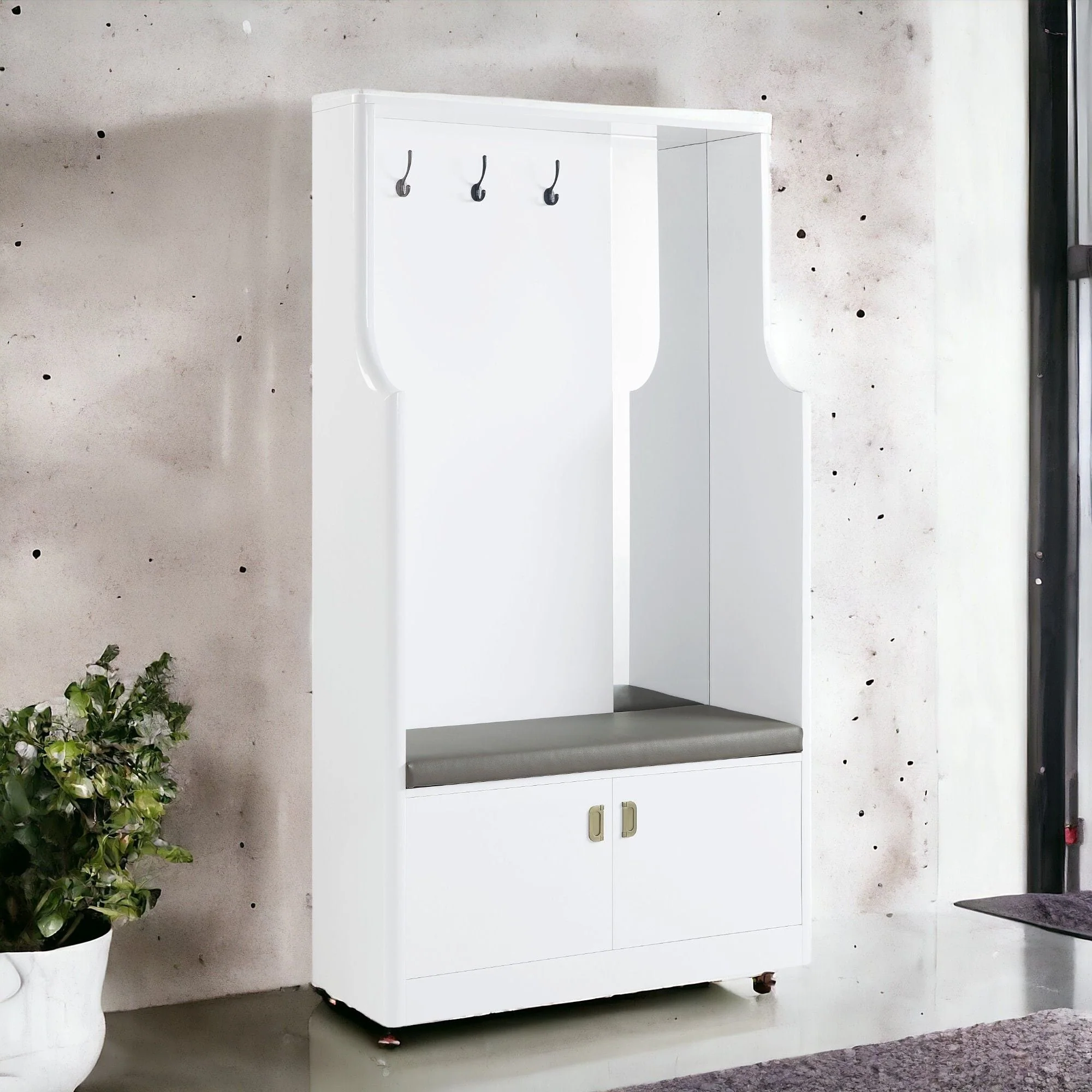 Buck II - High Gloss Hall Tree - White - Image 3