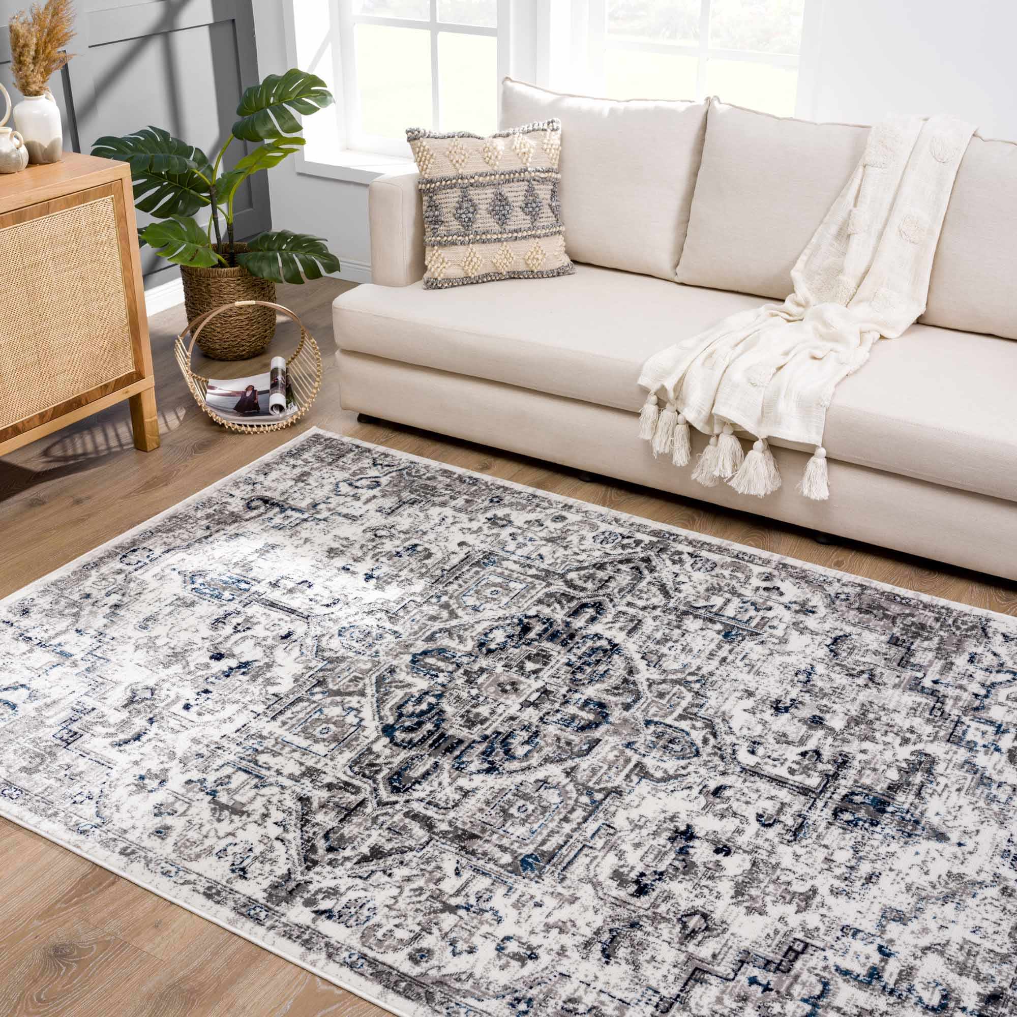 Buenaventura Cream & Navy Area Rug - Clearance - Image 2