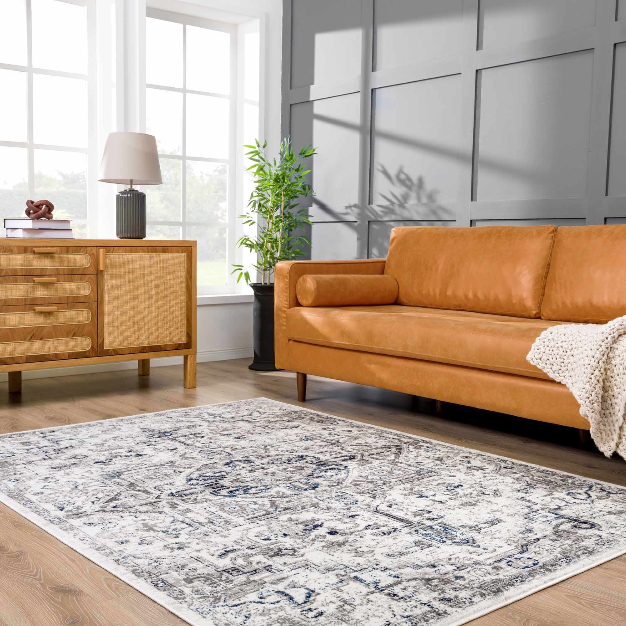 Buenaventura Cream & Navy Area Rug - Clearance - Image 4