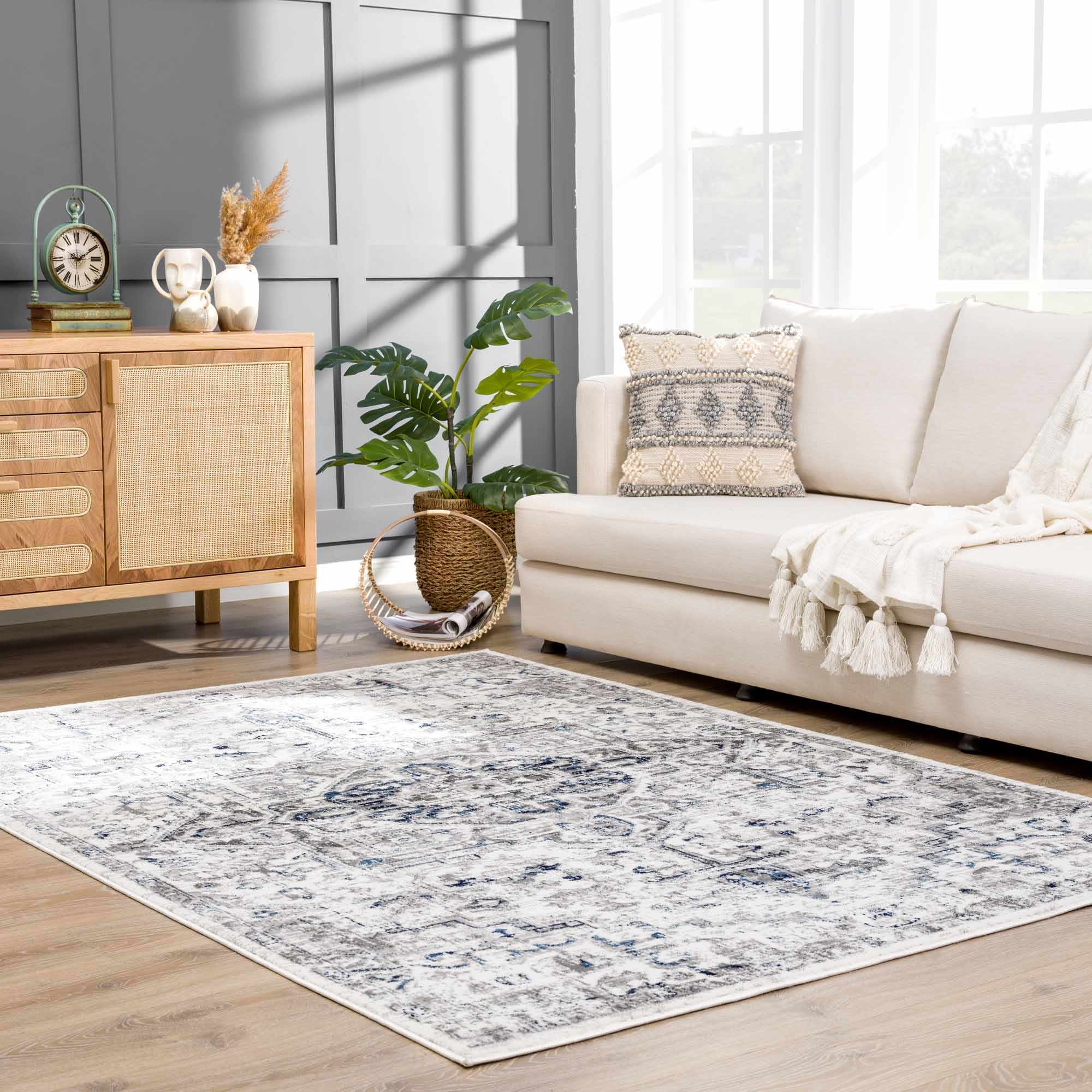 Buenaventura Cream & Navy Area Rug - Clearance - Image 9