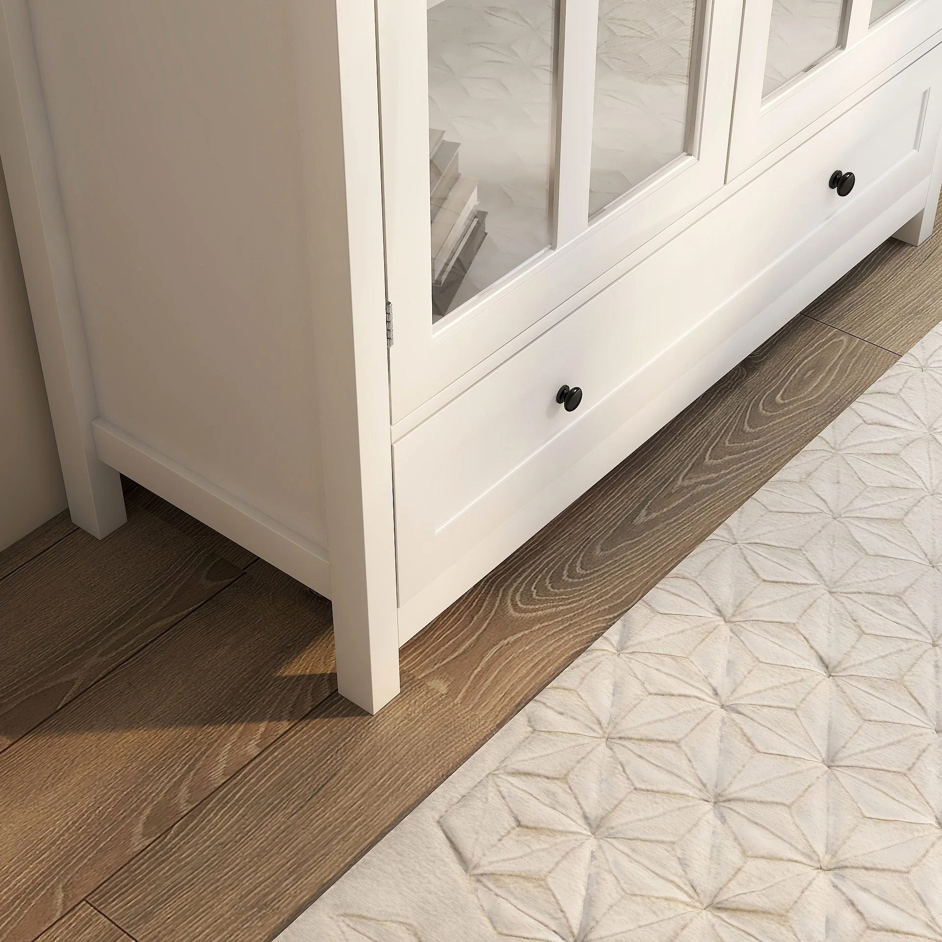 Buffet Storage Cabinet with Double Glass Doors and Unique Bell Handle - Image 4