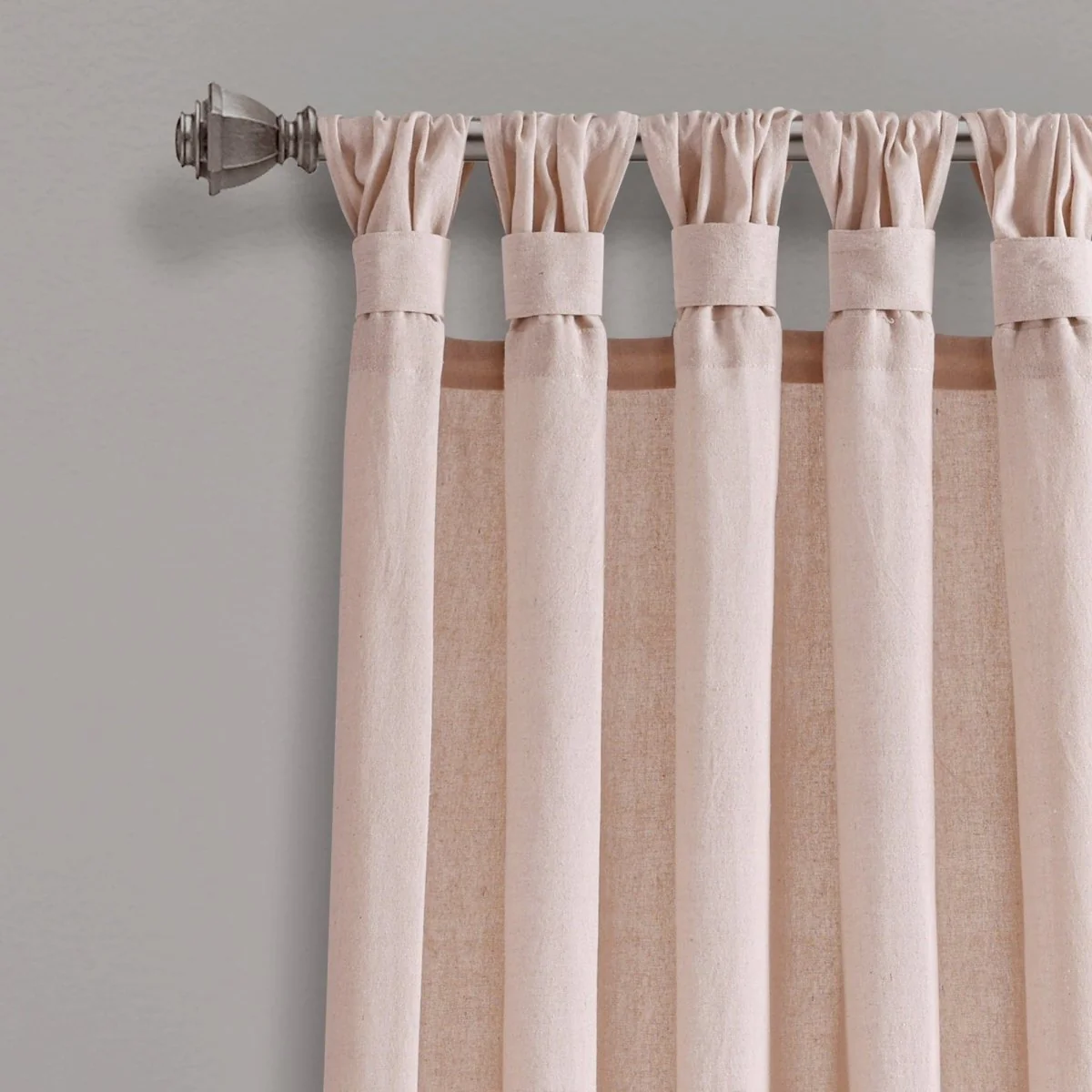 Burlap Knotted Tab Top Window Curtain Panel Set - Image 10