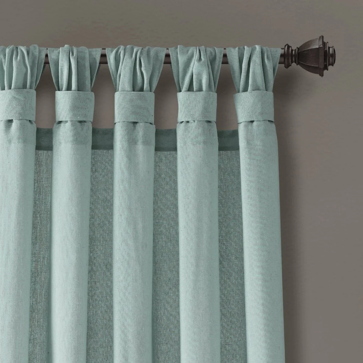 Burlap Knotted Tab Top Window Curtain Panel Set - Image 14