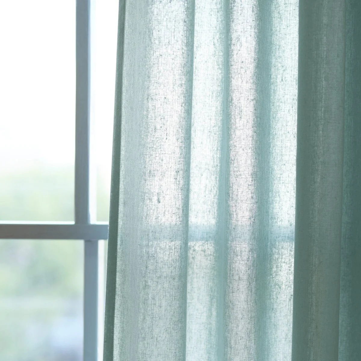 Burlap Knotted Tab Top Window Curtain Panel Set - Image 26