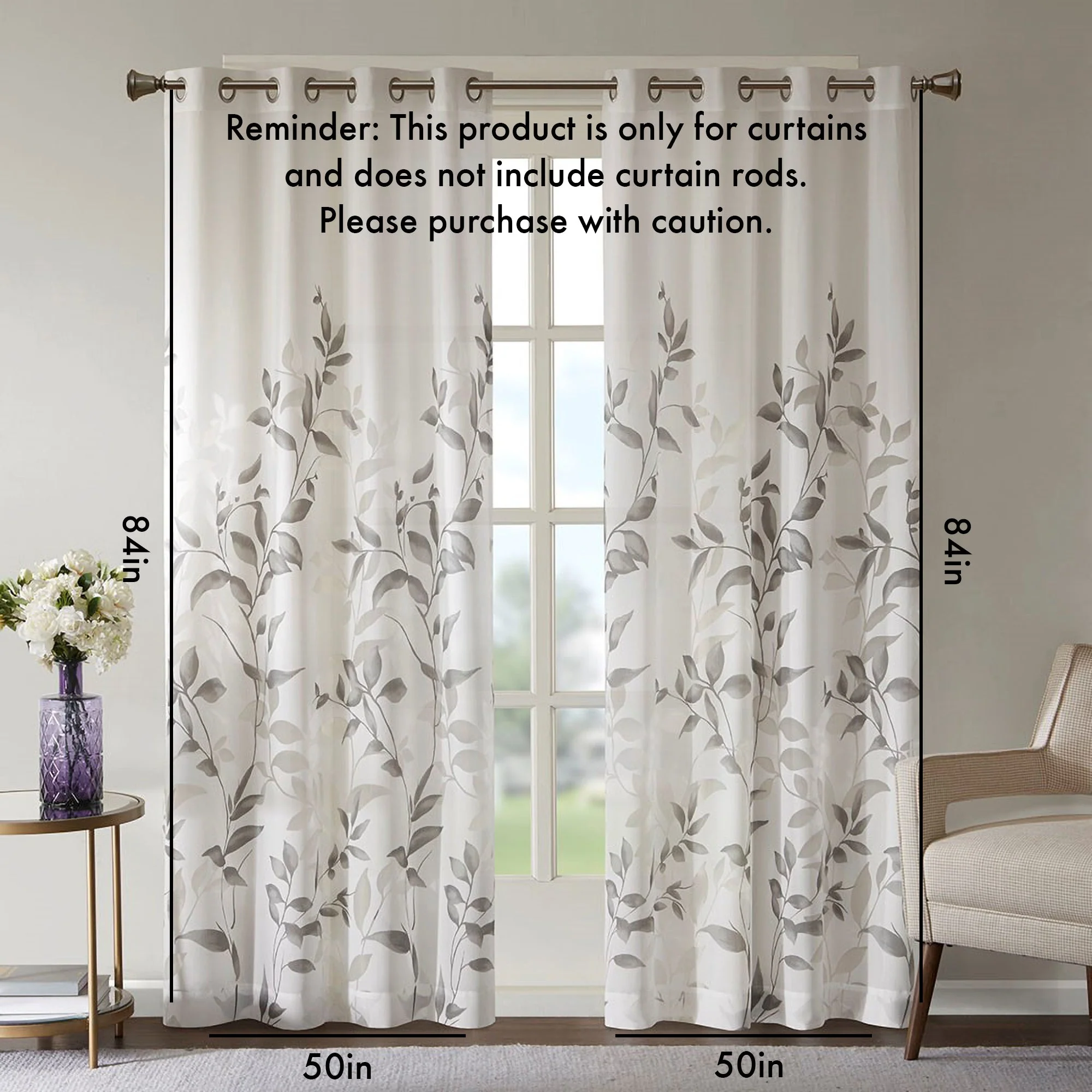 Burnout Printed Curtain Panel - Image 4