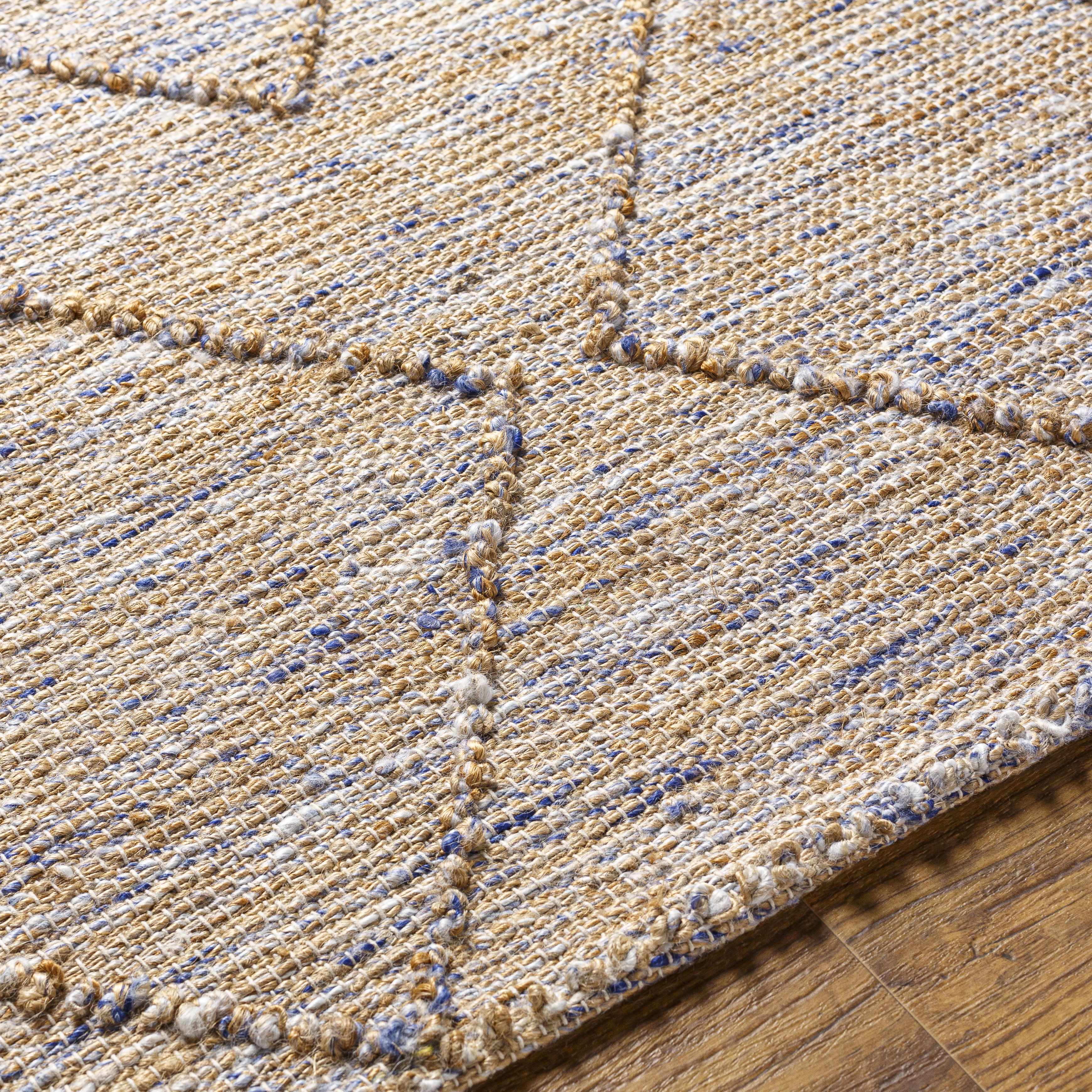 Buse Hand Woven Beige & Blue Area Rug - Clearance - Image 3