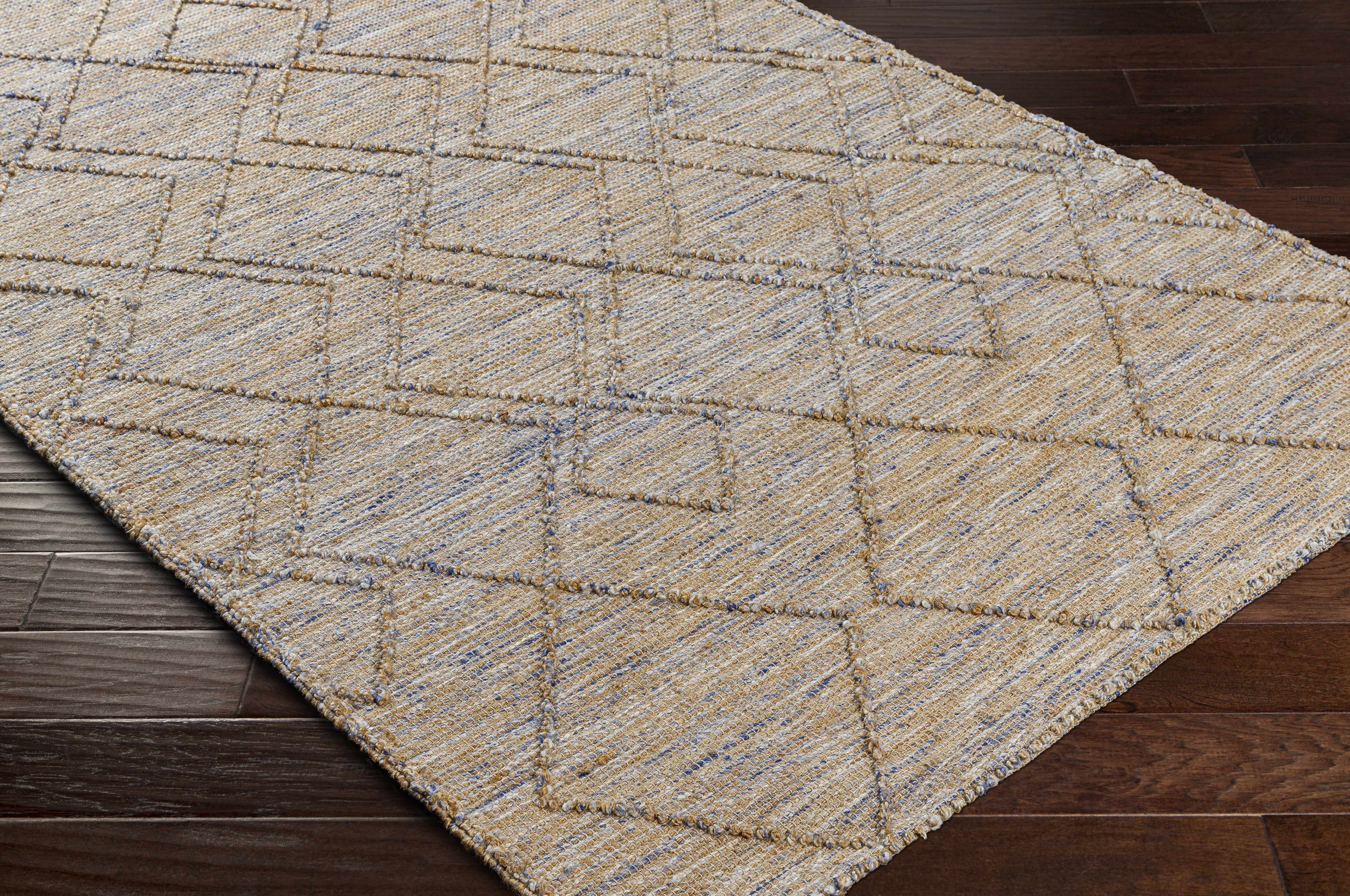 Buse Hand Woven Beige & Blue Area Rug - Clearance - Image 4