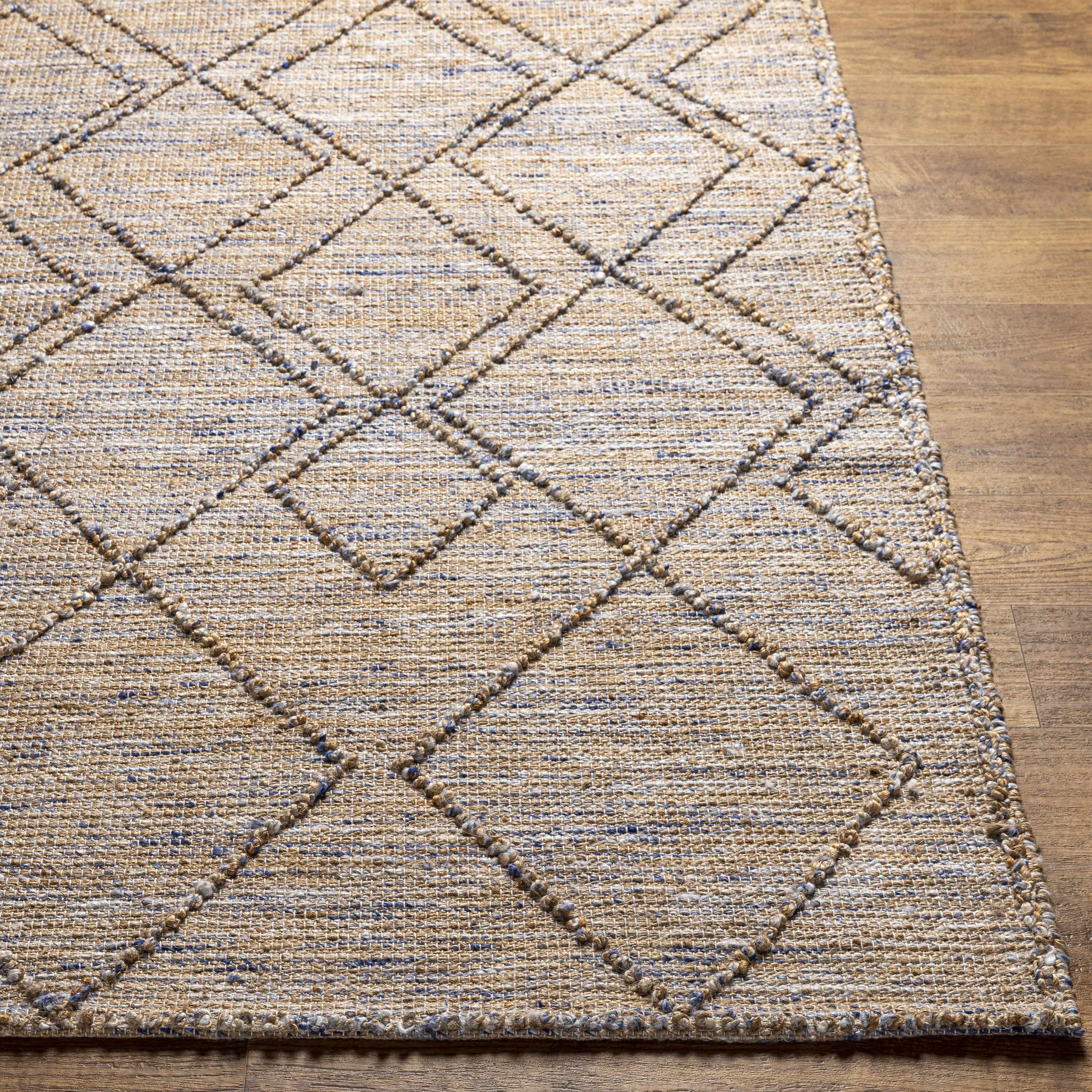 Buse Hand Woven Beige & Blue Area Rug - Clearance - Image 5