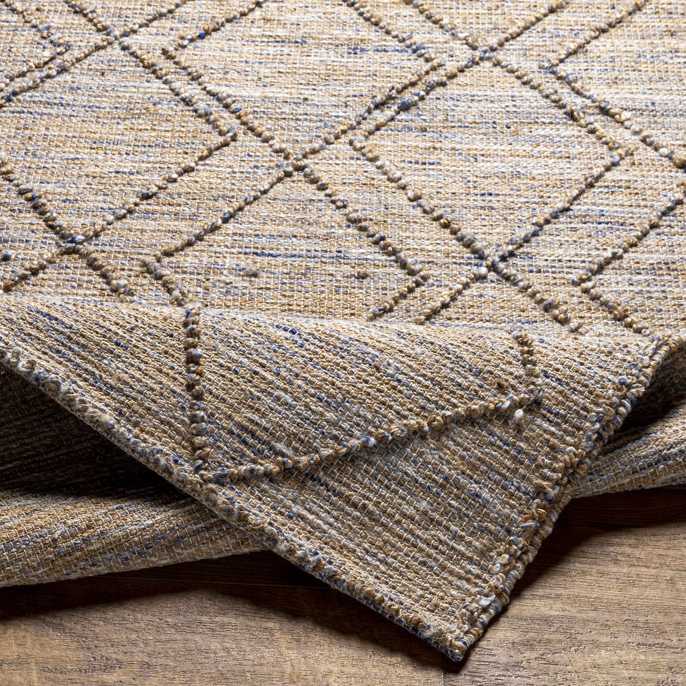 Buse Hand Woven Beige & Blue Area Rug - Clearance - Image 7