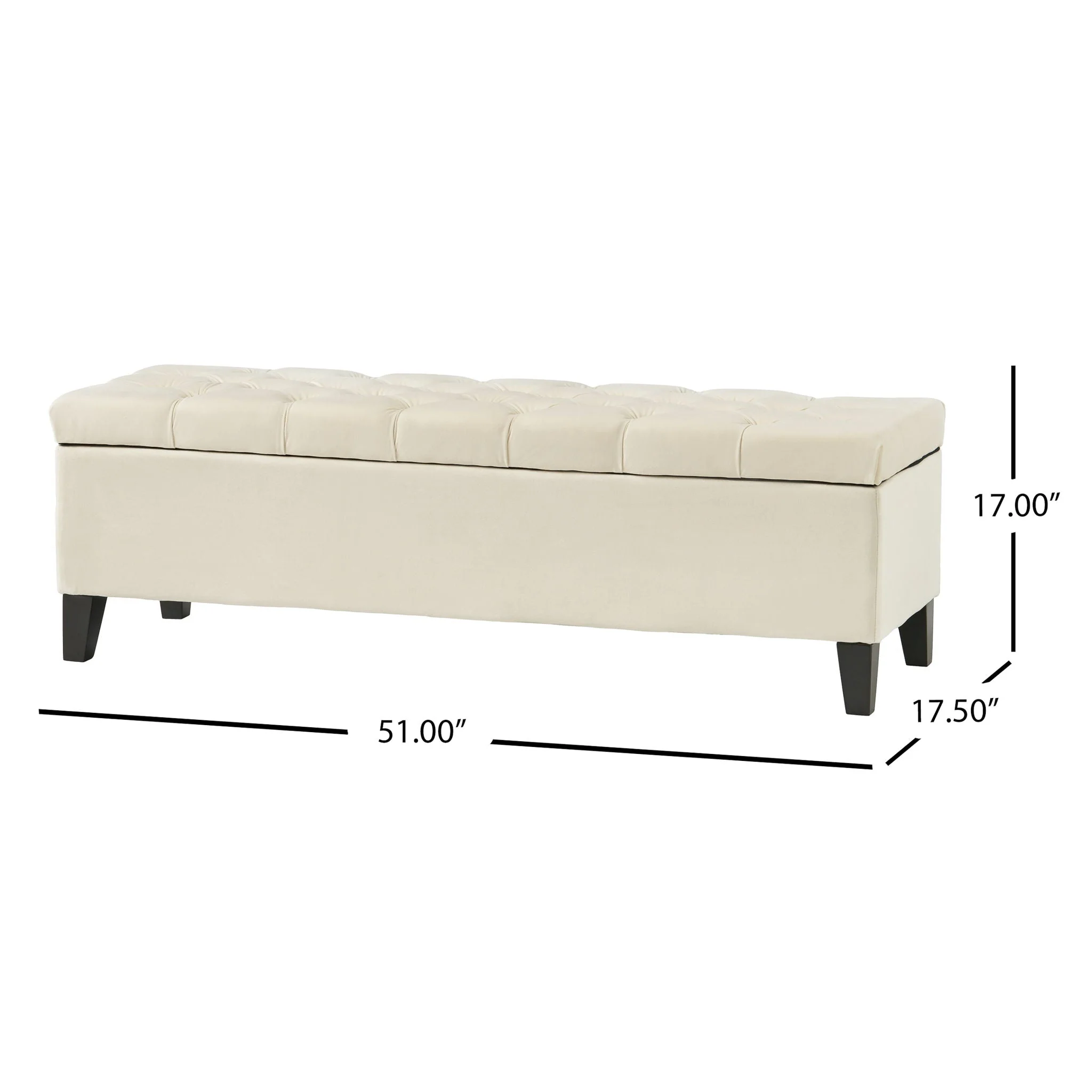 Button Tufted Diamond Stitch Storage Ottoman - Beige - Image 2