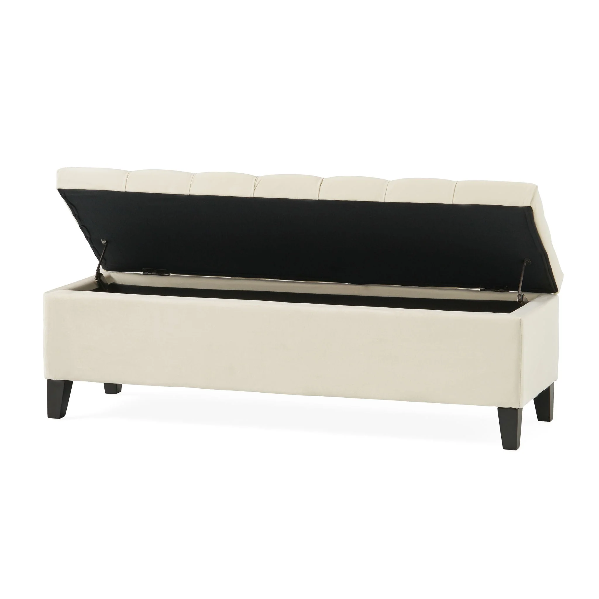 Button Tufted Diamond Stitch Storage Ottoman - Beige - Image 4