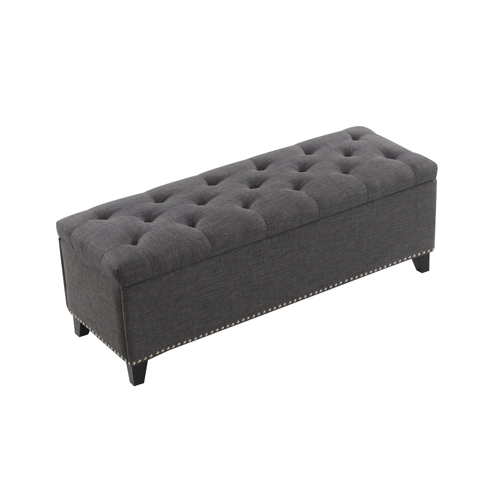 Button-Tufted Storage Ottoman With Safety Close Hinge - Image 2