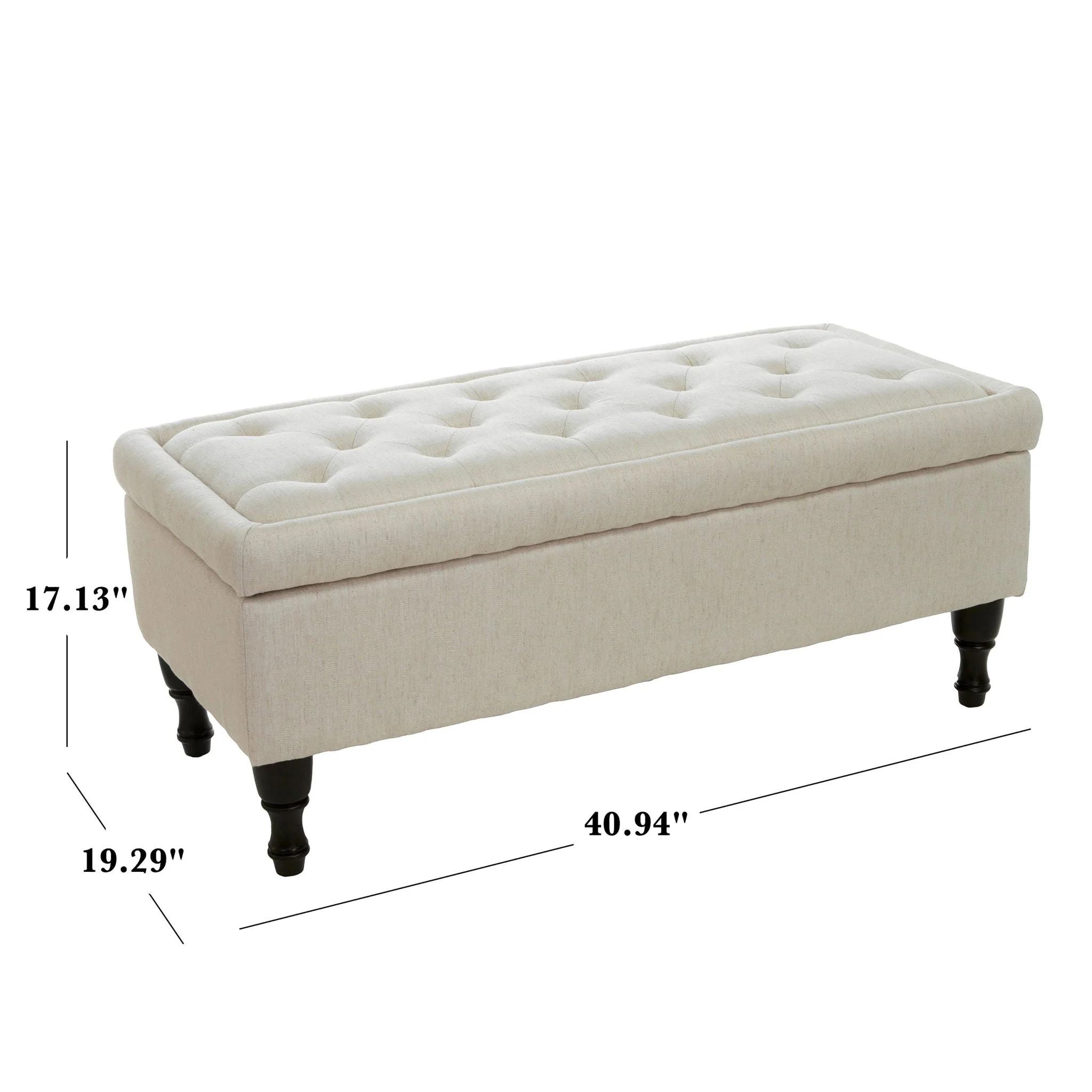 Button-Tufted Upholstered Ottoman With Hidden Storage - Linen - Image 3