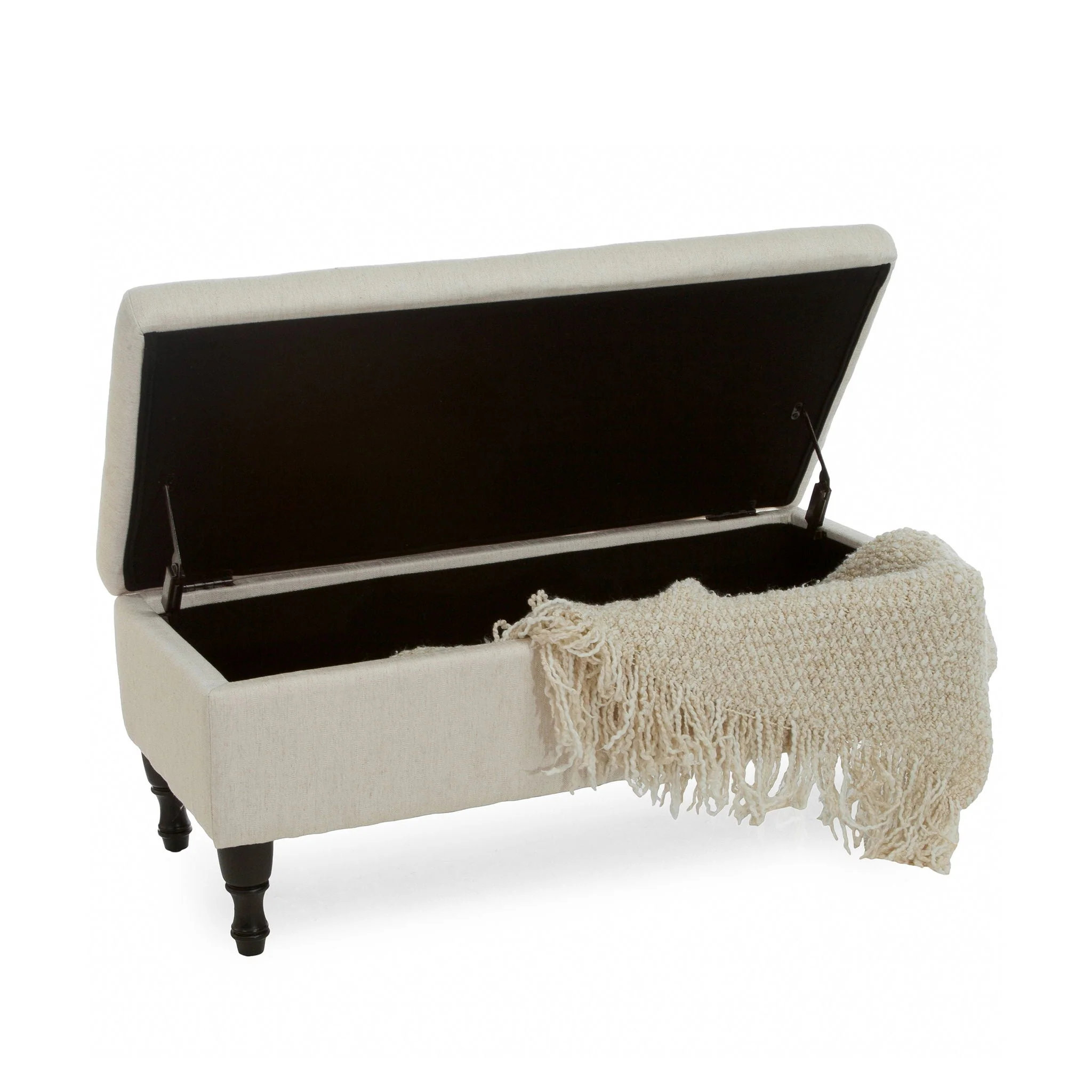 Button-Tufted Upholstered Ottoman With Hidden Storage - Linen - Image 4