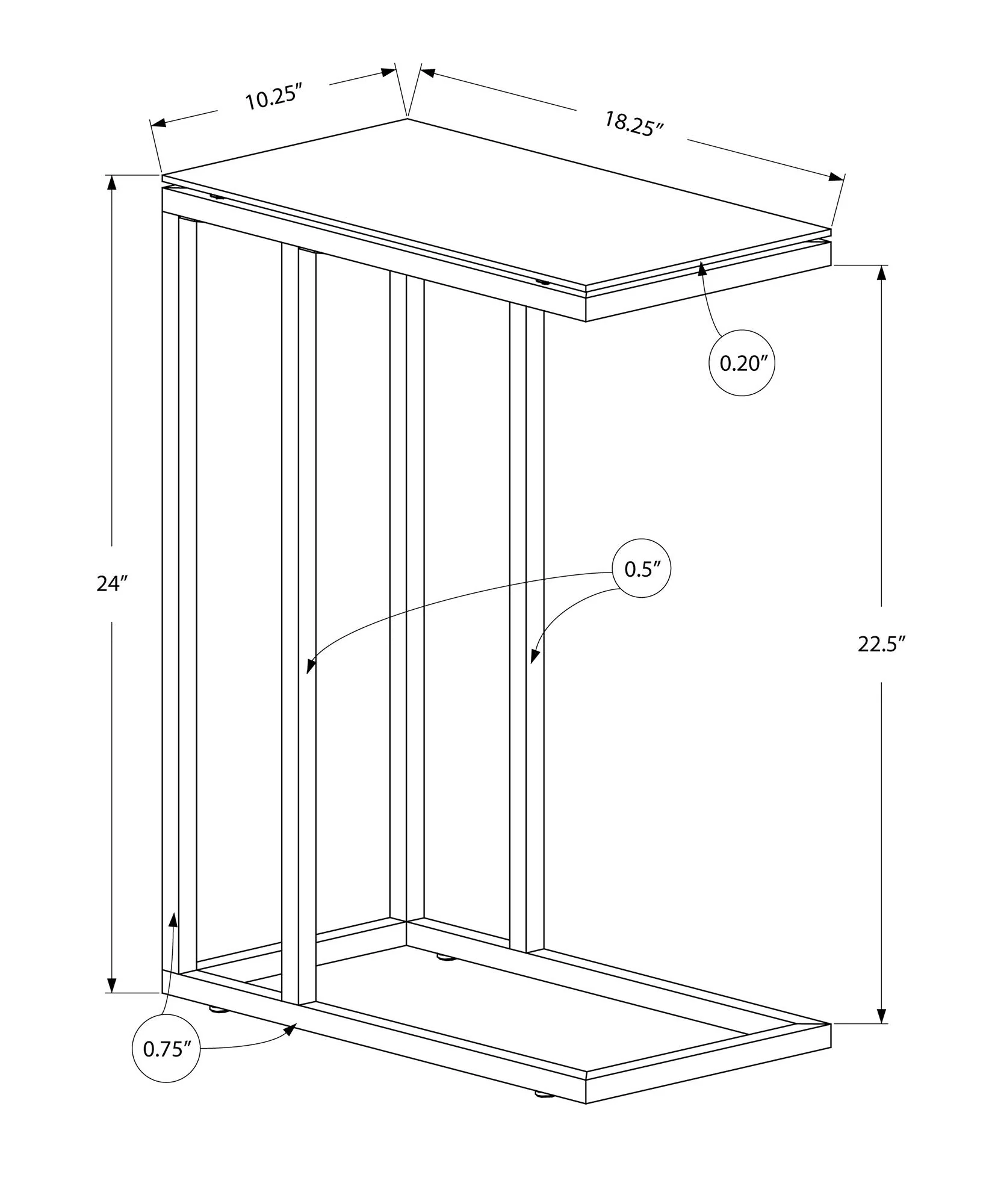 C-Shaped Accent Table for Living Room - Image 4