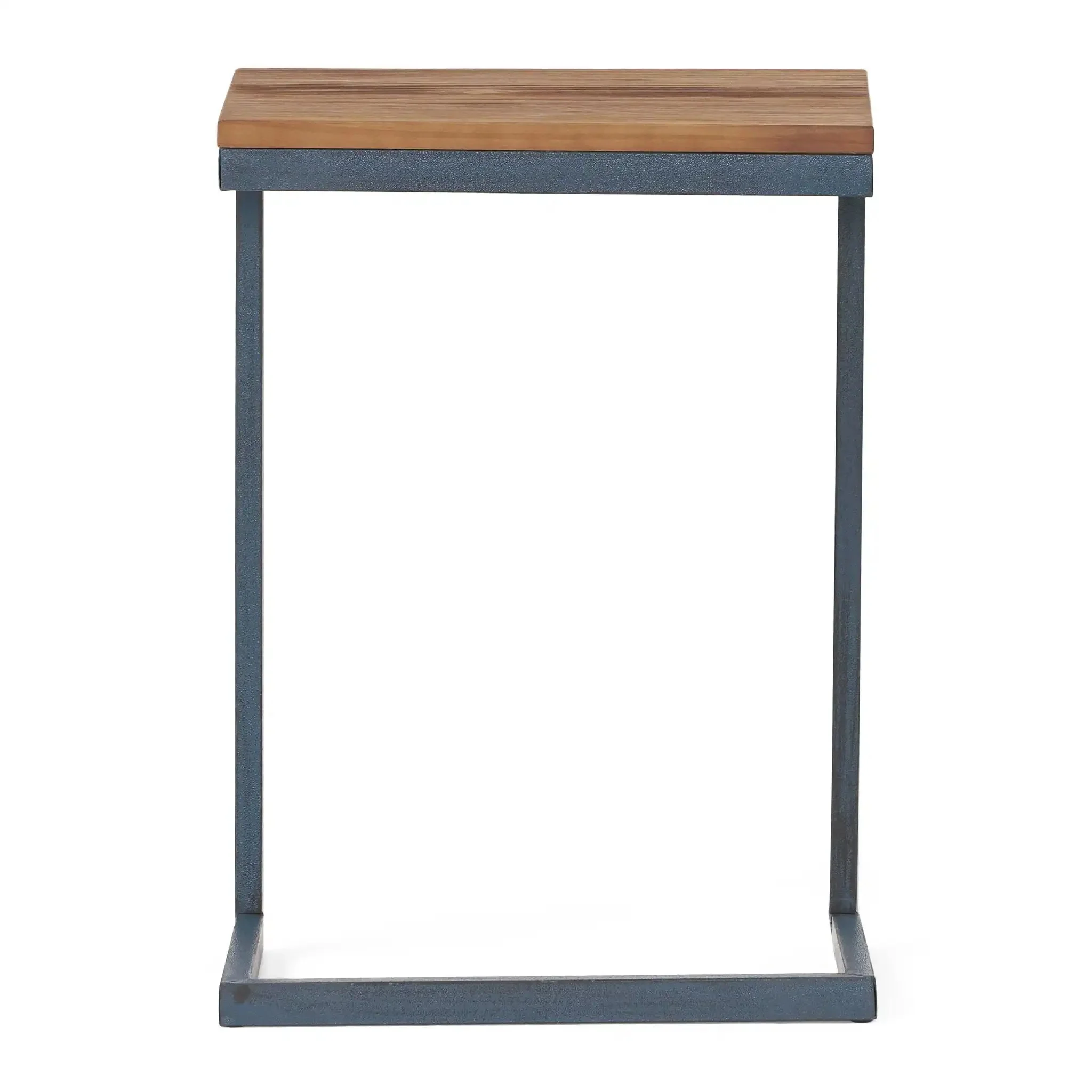 C Shaped End Table With Iron Base And Fir Wood To - Image 7