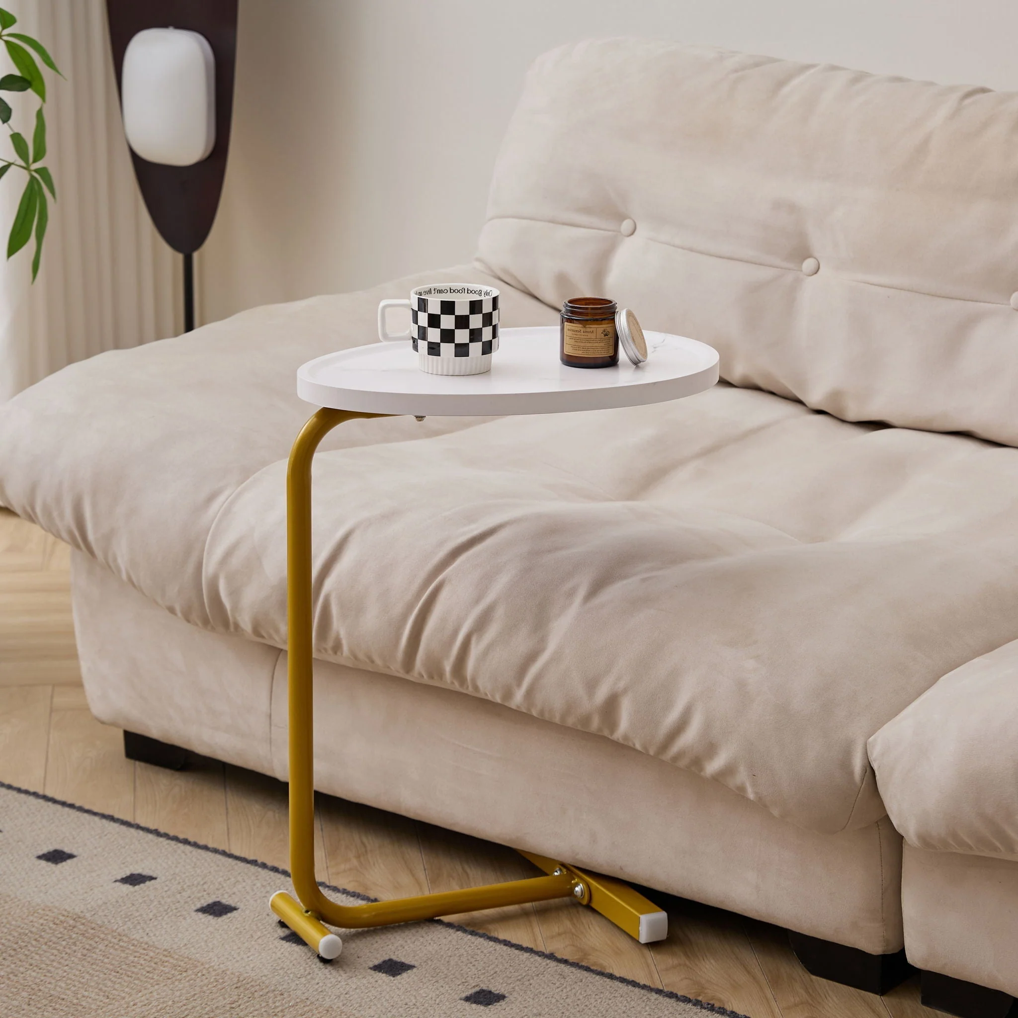 C-Shaped Side Table, Small Sofa Table For Cough, Bedroom - Image 10