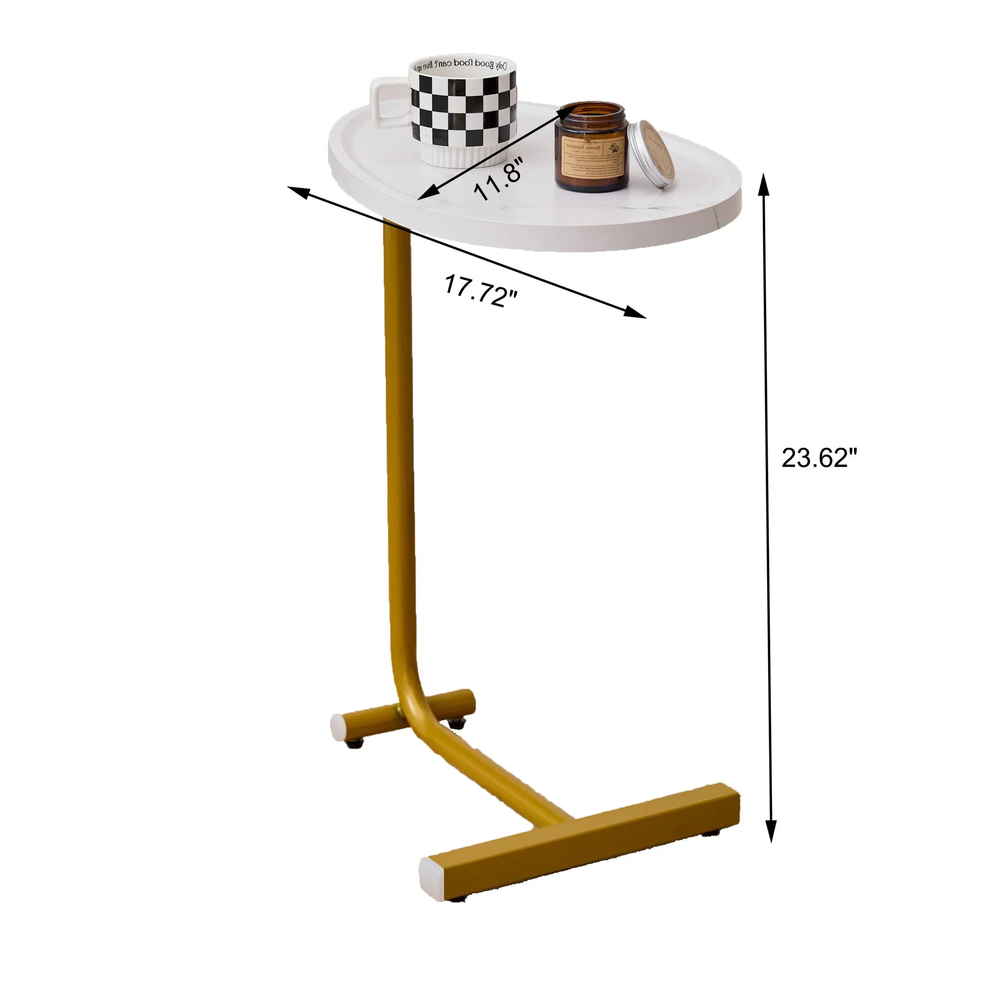 C-Shaped Side Table, Small Sofa Table For Cough, Bedroom - Image 4