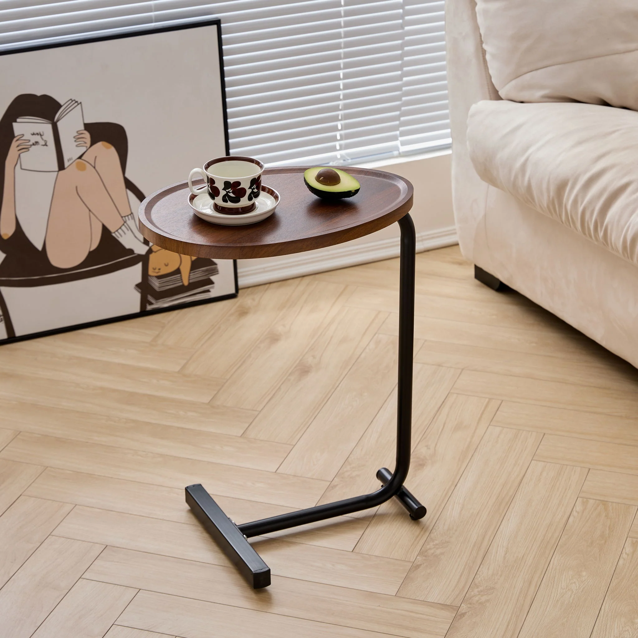 C-Shaped Side Table, Small Sofa Table For Cough, Bedroom - Image 6
