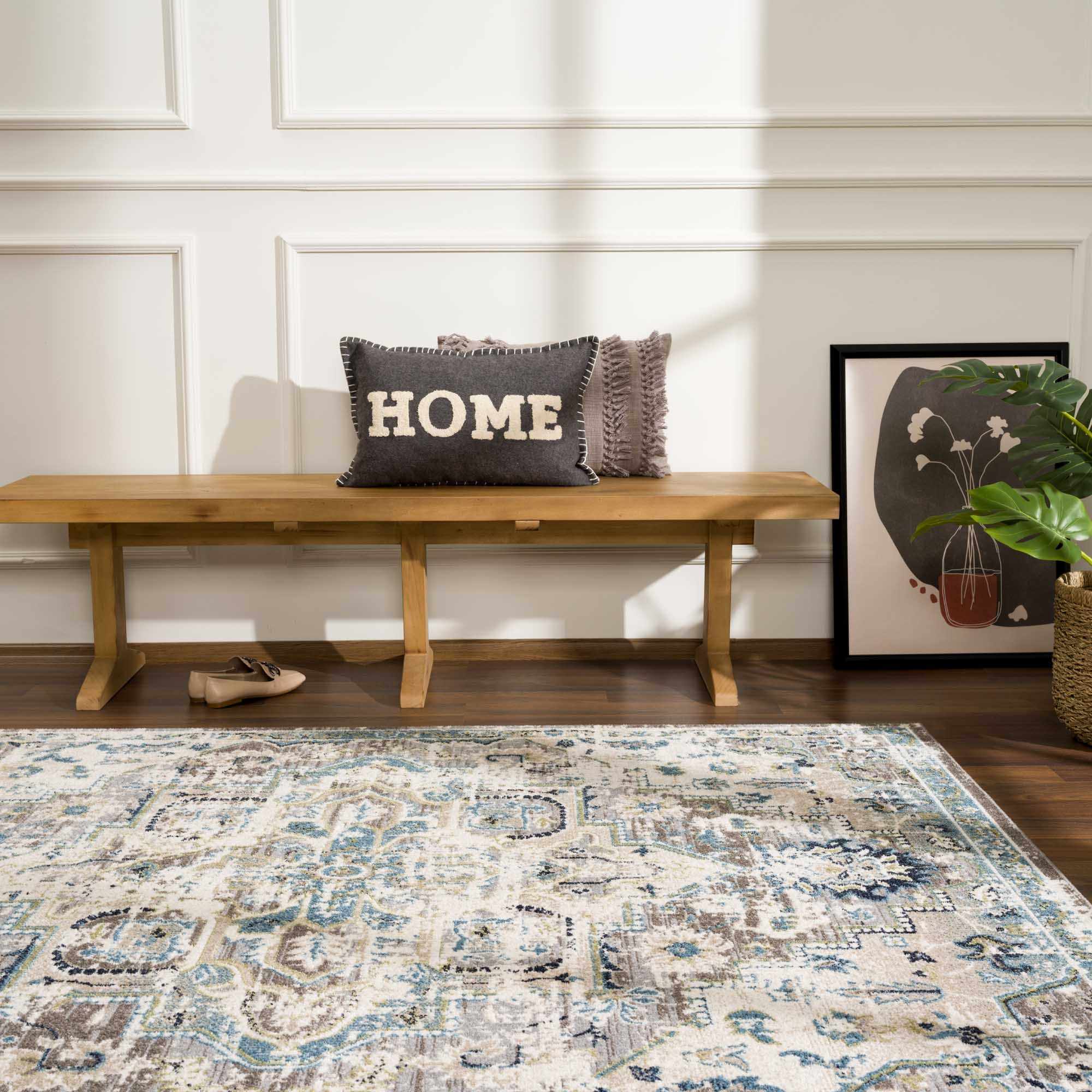 Cabacungan Gray & Blue Washable Area Rug - Image 3