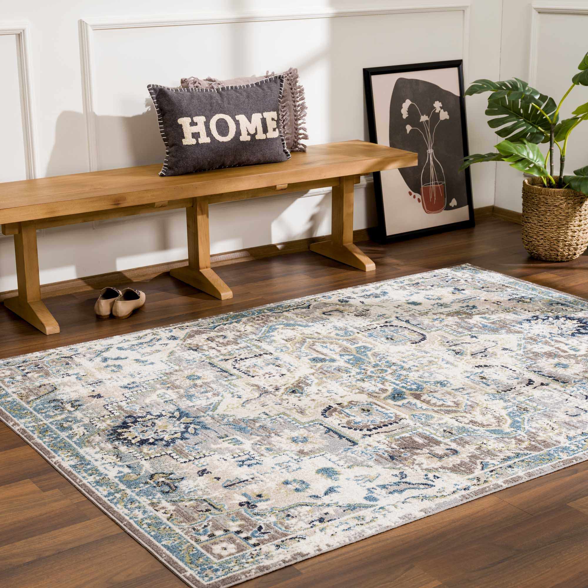 Cabacungan Gray & Blue Washable Area Rug - Image 4