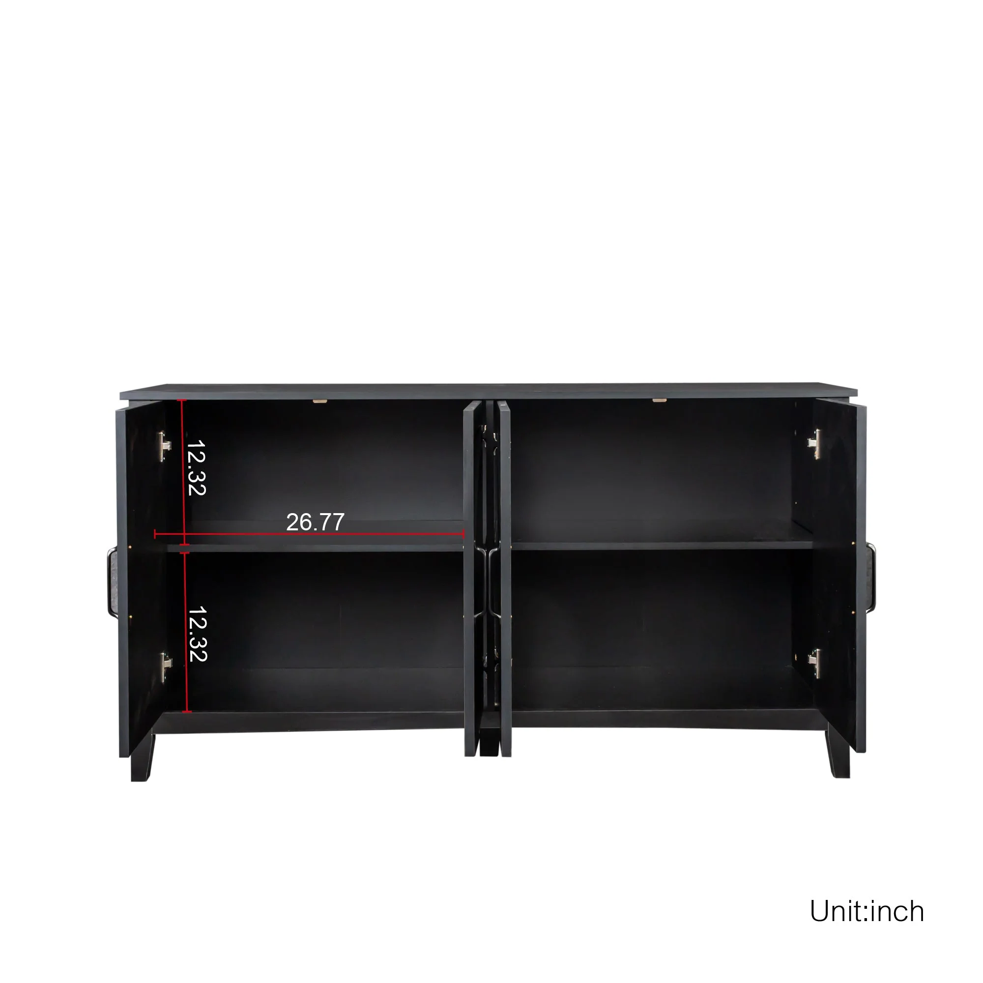 Cabinet With 4 Doors and 4 Open Shelves Freestanding Sideboard - Image 14