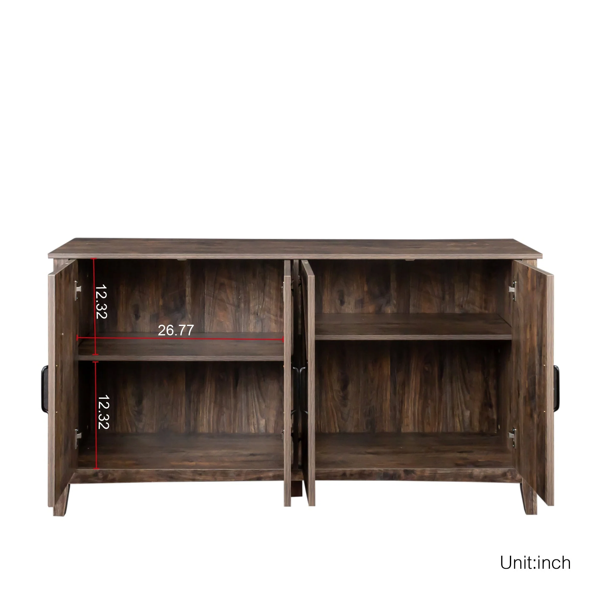 Cabinet with 4 Doors and 4 Open Shelves Freestanding Sideboard - Image 11