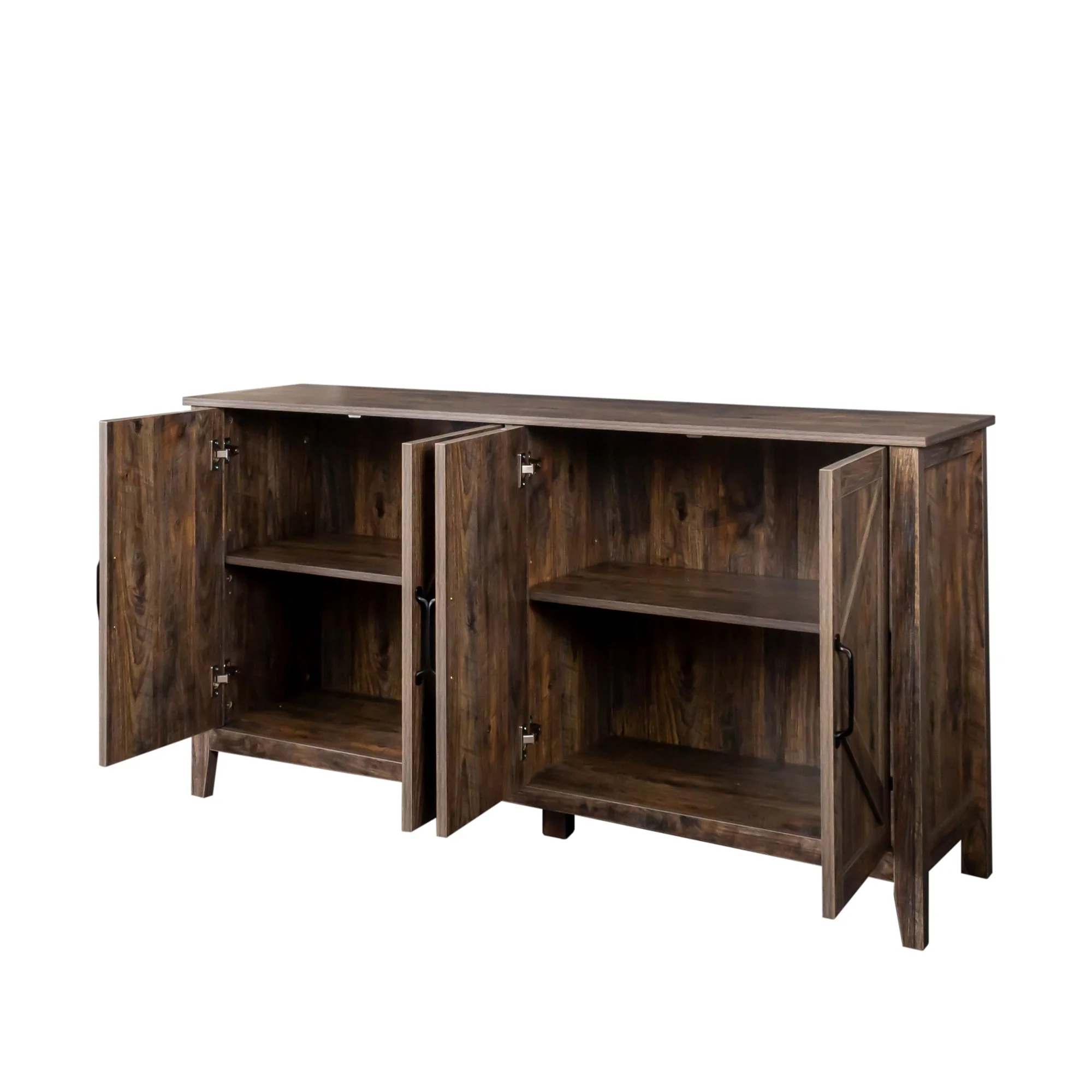 Cabinet with 4 Doors and 4 Open Shelves Freestanding Sideboard - Image 5