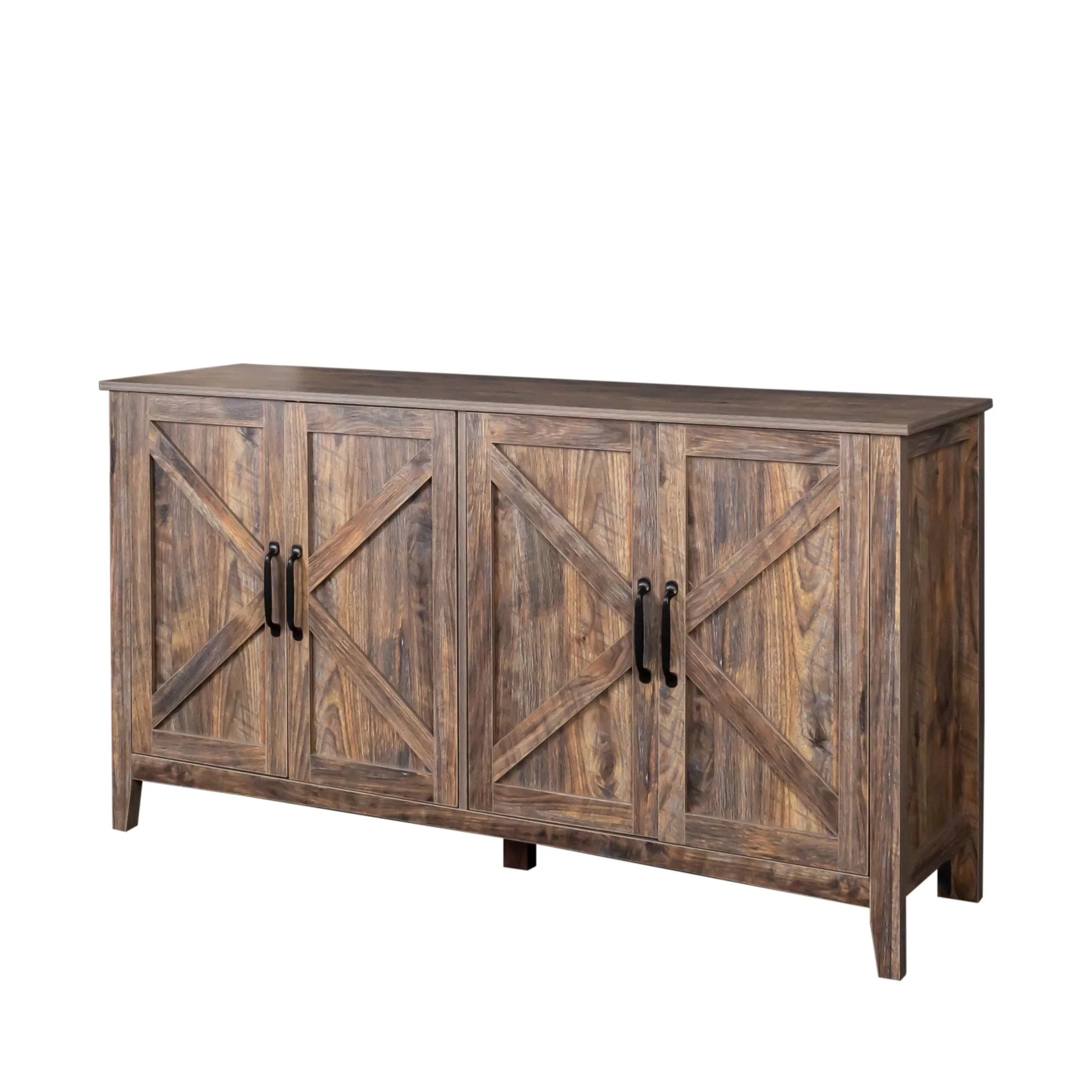 Cabinet with 4 Doors and 4 Open Shelves Freestanding Sideboard - Image 9