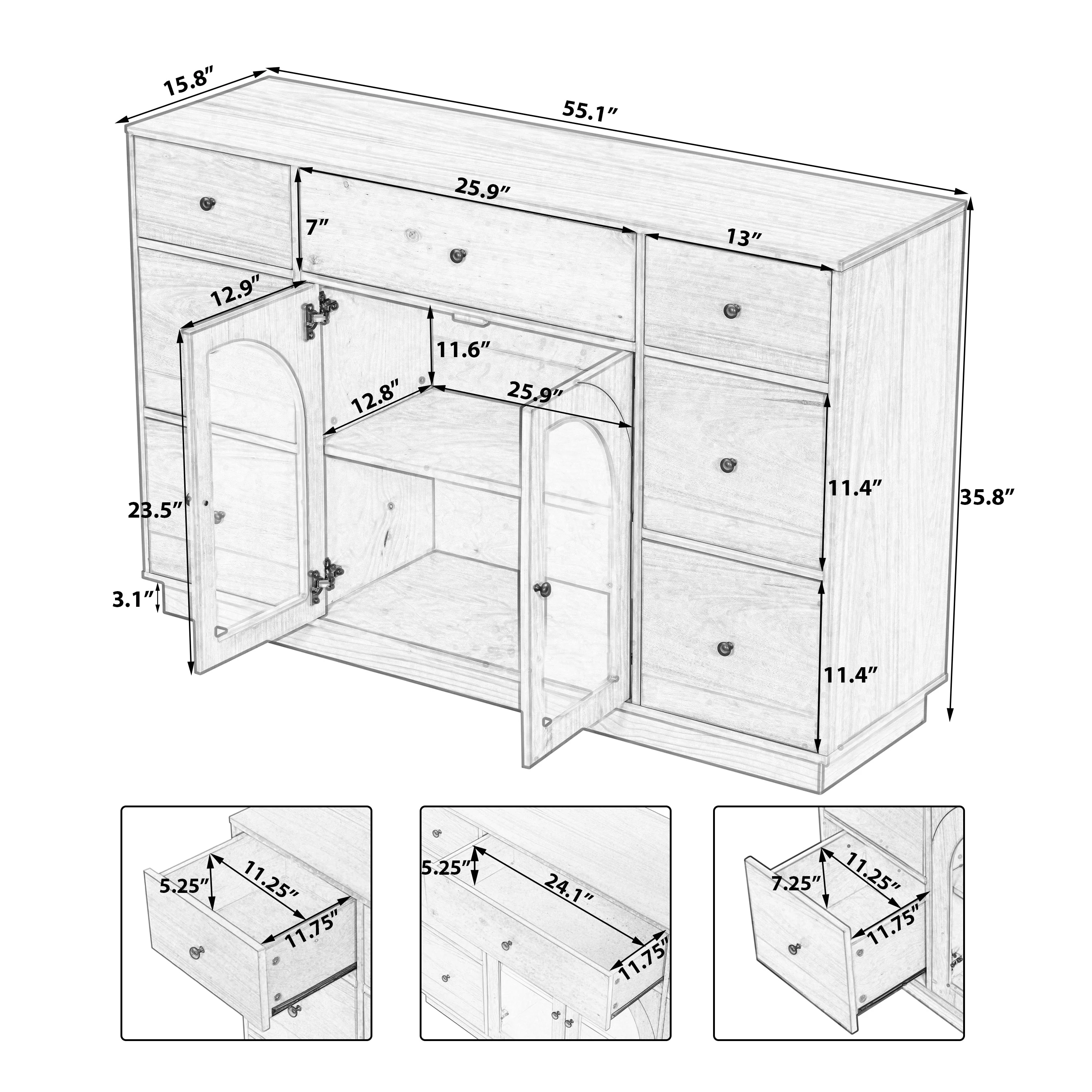 Cabinet with Storage for Living and Dining Room Entrance - Image 3