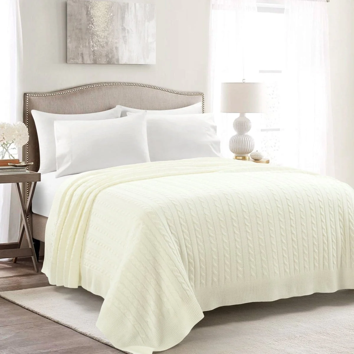 Cable Soft Knitted Blanket/Coverlet - Image 11